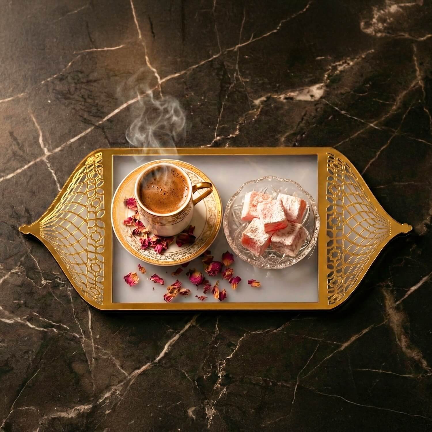 Ramadan Serving Tray with Mosque Dome Handles – Date & Coffee Platter - Image 13