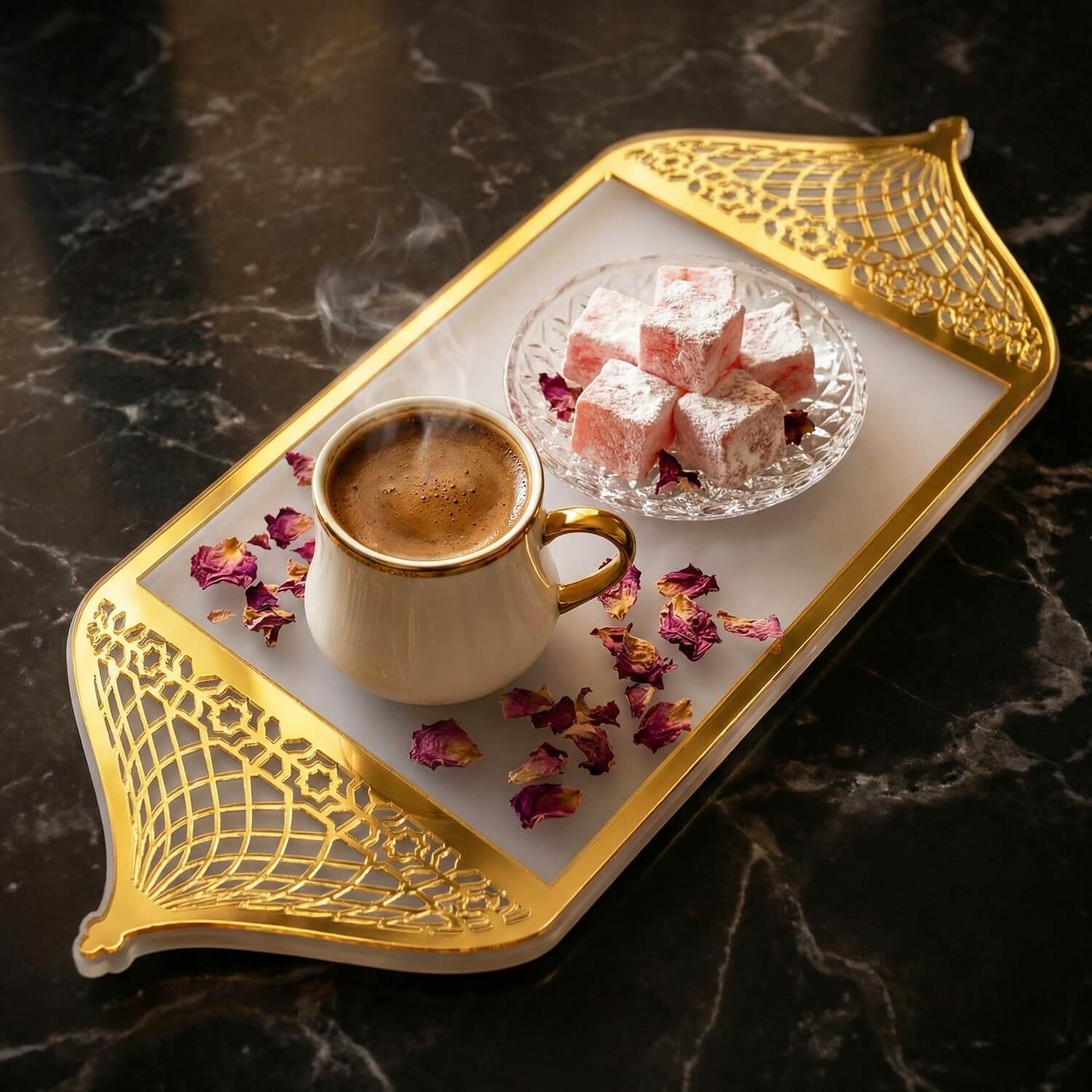 Ramadan Serving Tray with Mosque Dome Handles – Date & Coffee Platter - Image 14