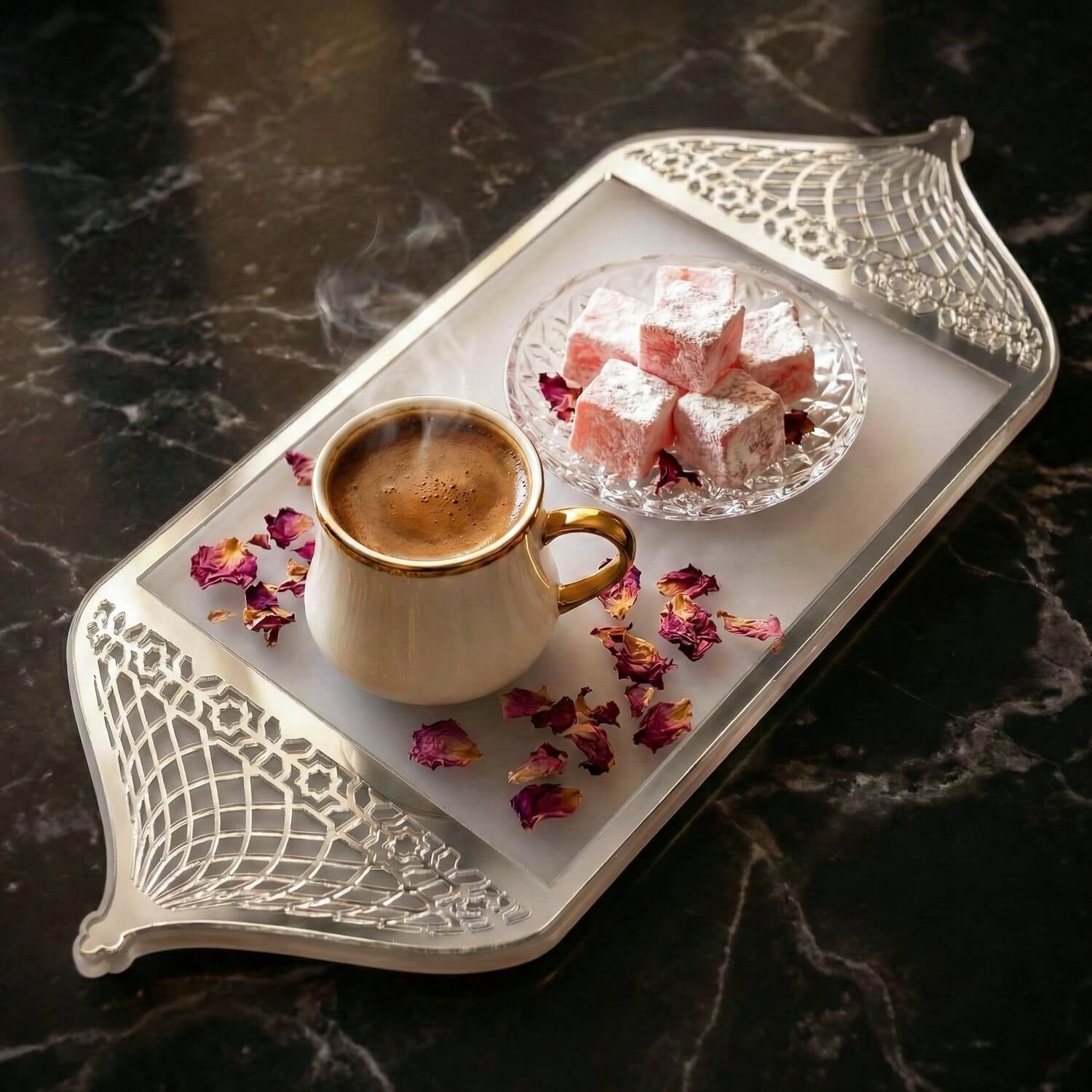 Ramadan Serving Tray with Mosque Dome Handles – Date & Coffee Platter - Image 18
