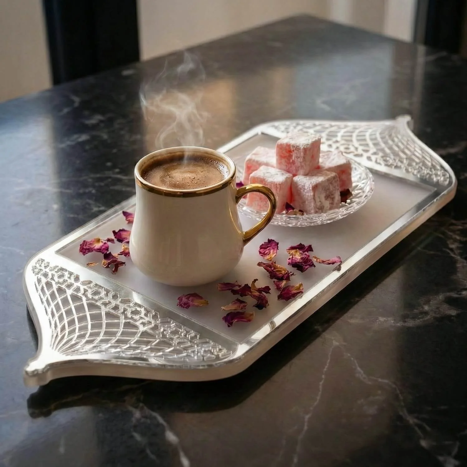 Ramadan Serving Tray with Mosque Dome Handles – Date & Coffee Platter - Image 19