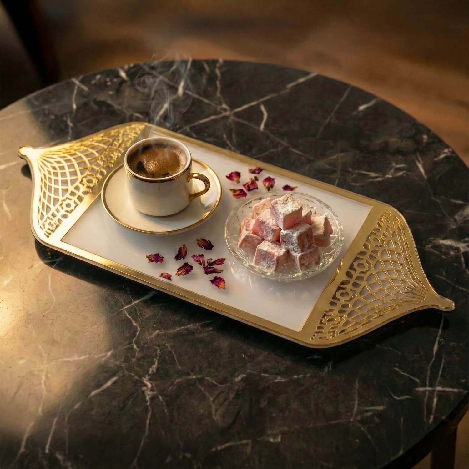 Ramadan Serving Tray with Mosque Dome Handles – Date & Coffee Platter - Image 3