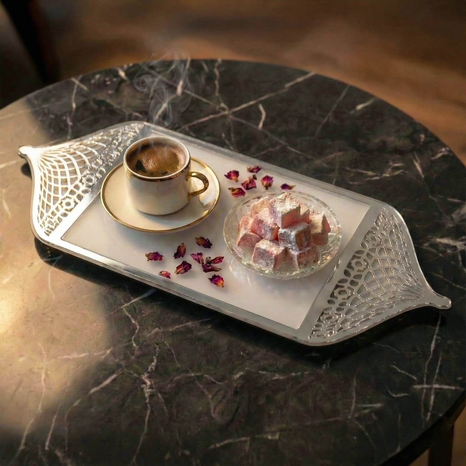 Ramadan Serving Tray with Mosque Dome Handles – Date & Coffee Platter - Image 4
