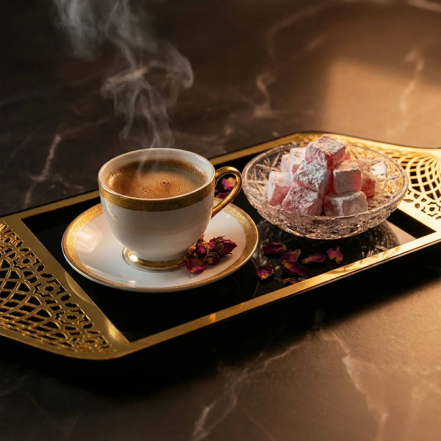 Ramadan Serving Tray with Mosque Dome Handles – Date & Coffee Platter - Image 8