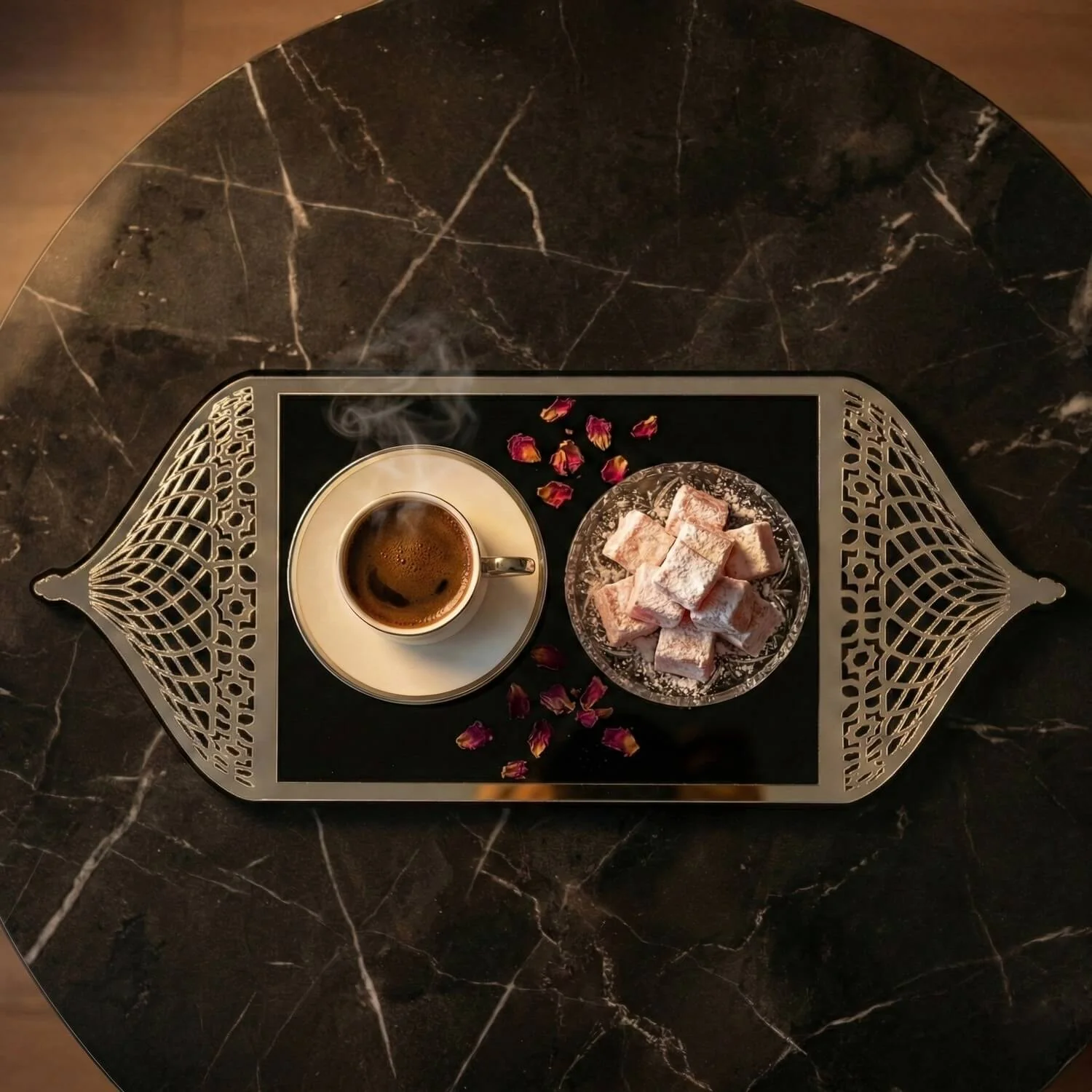 Ramadan Serving Tray with Mosque Dome Handles – Date & Coffee Platter - Image 9