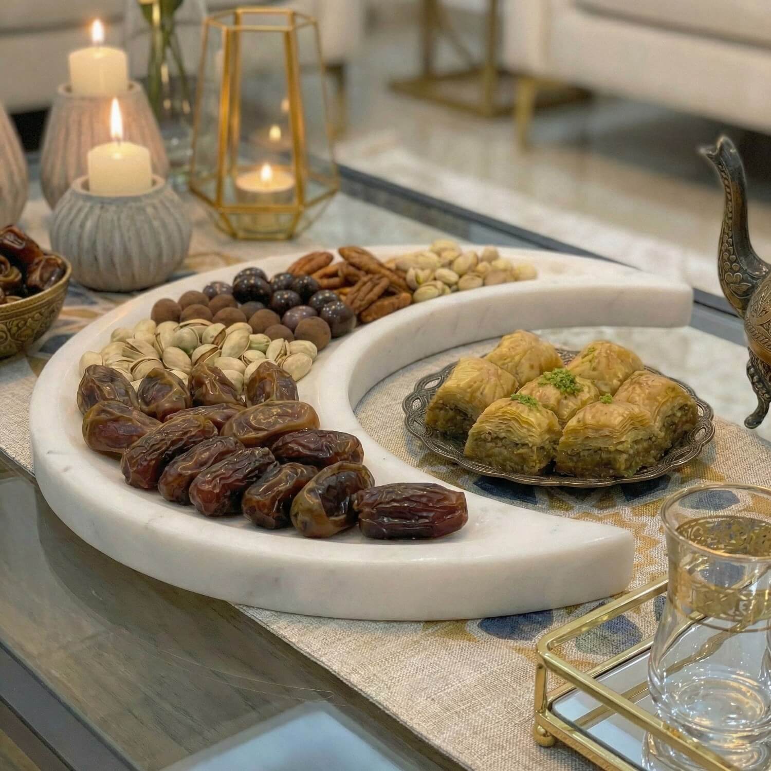 Real Marble Crescent Moon Tray – Natural Stone Serving Platter - Image 5