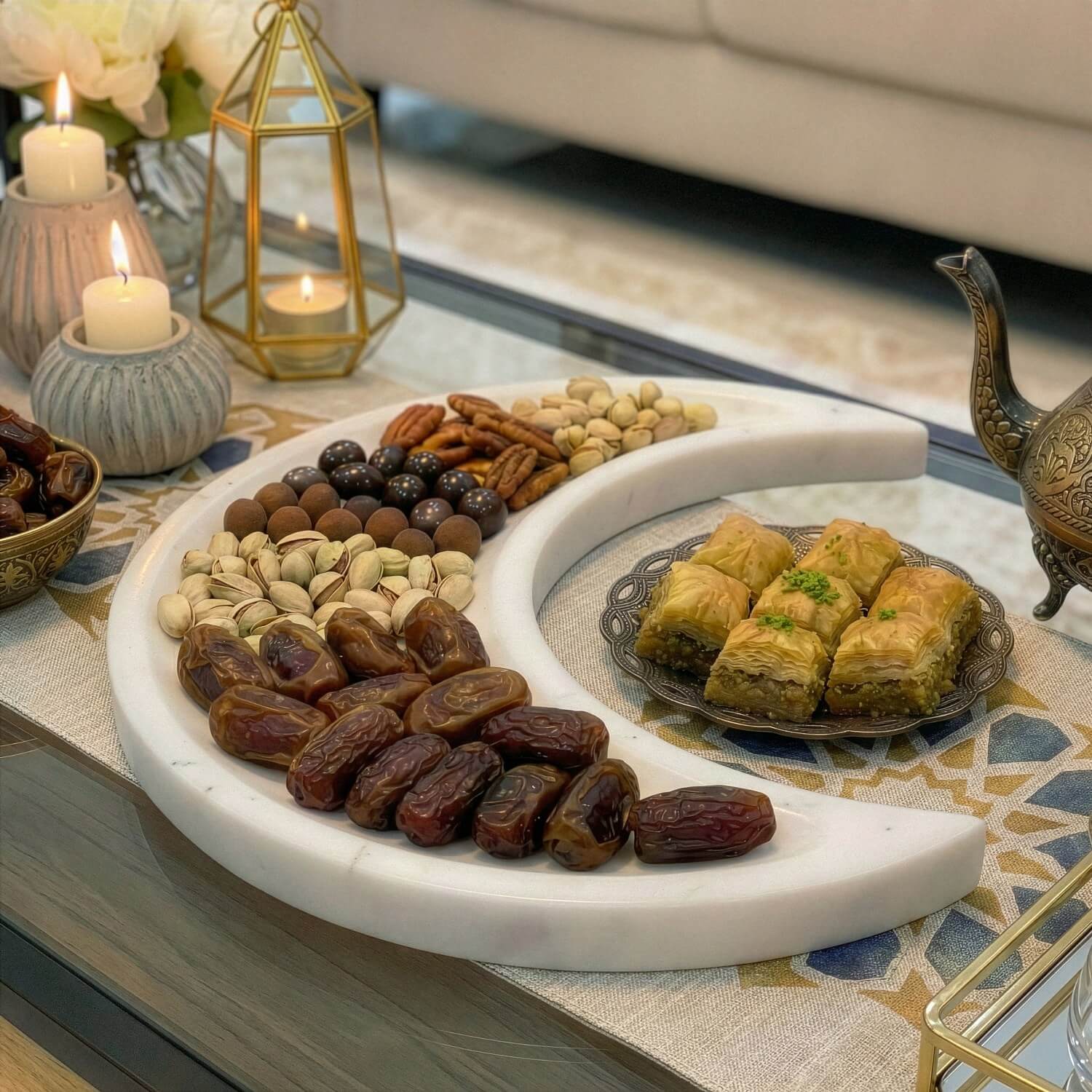 Real Marble Crescent Moon Tray – Natural Stone Serving Platter - Image 7