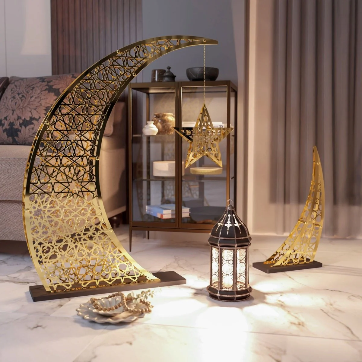 Rising Crescent Moon & Star Ramadan Decor - Metal Islamic Home Decoration - Image 19