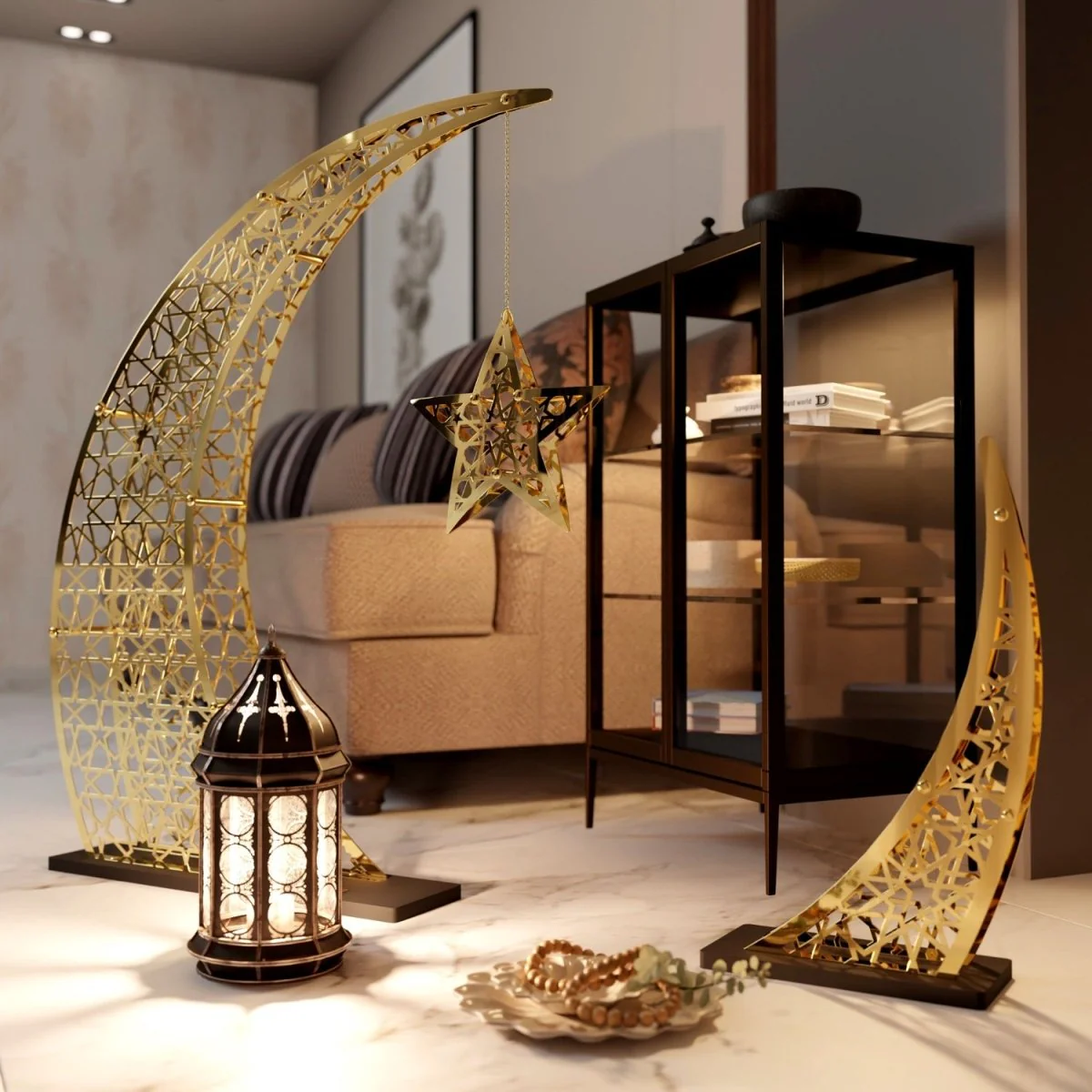 Rising Crescent Moon & Star Ramadan Decor - Metal Islamic Home Decoration - Image 21