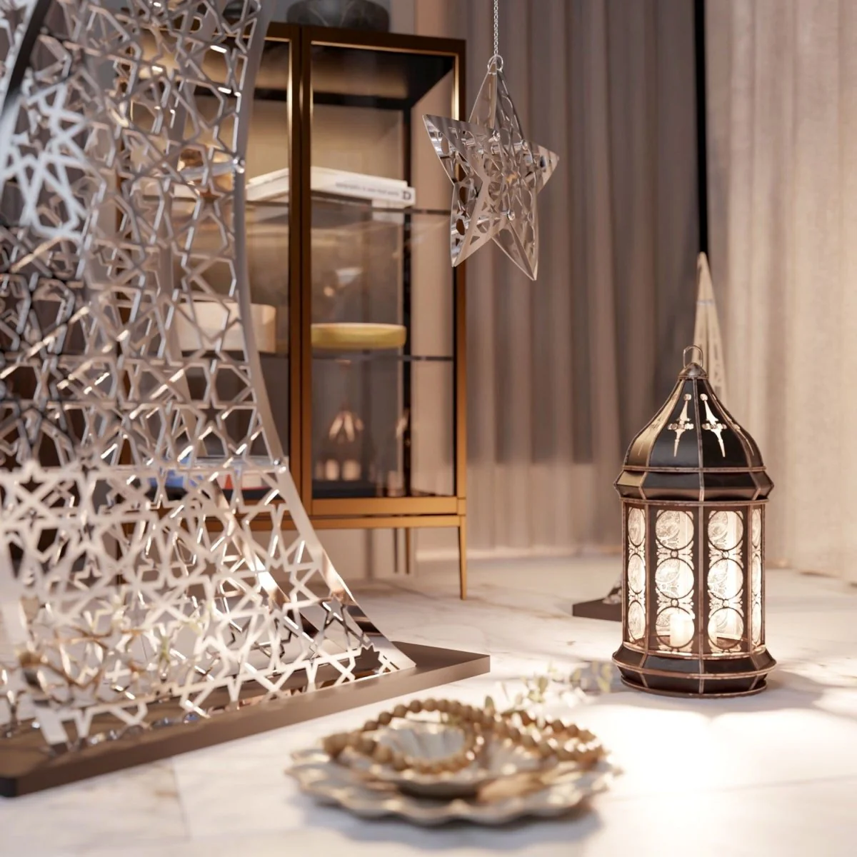 Rising Crescent Moon & Star Ramadan Decor - Metal Islamic Home Decoration - Image 26