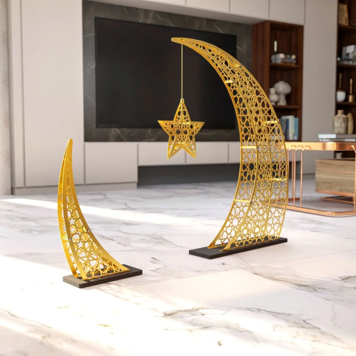 Rising Crescent Moon & Star Ramadan Decor - Metal Islamic Home Decoration - Image 9