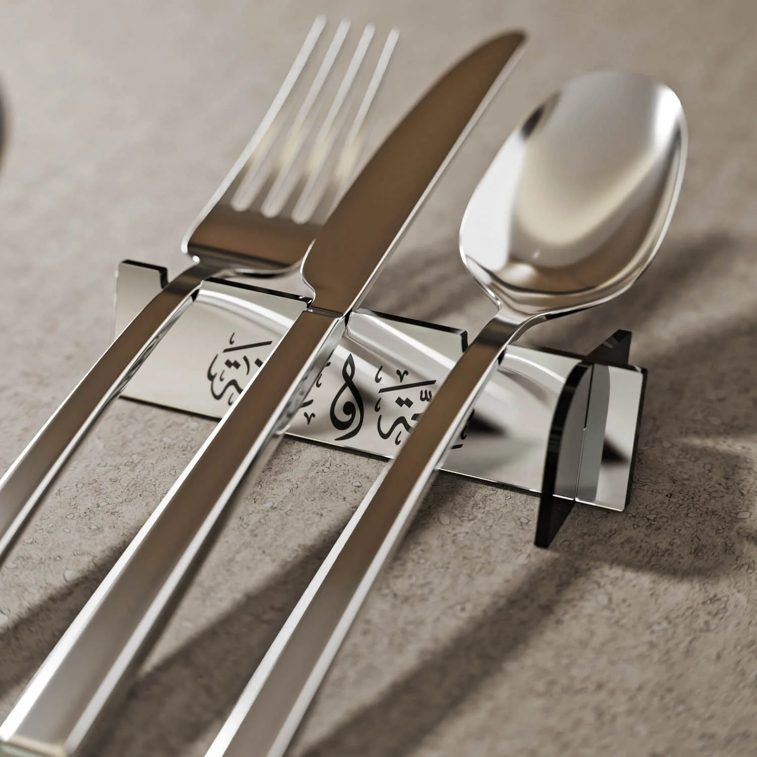 Thuluth Saha w Afia Acrylic Cutlery Holder – Modern Mirror Finish Iftar Table Decor - Image 12