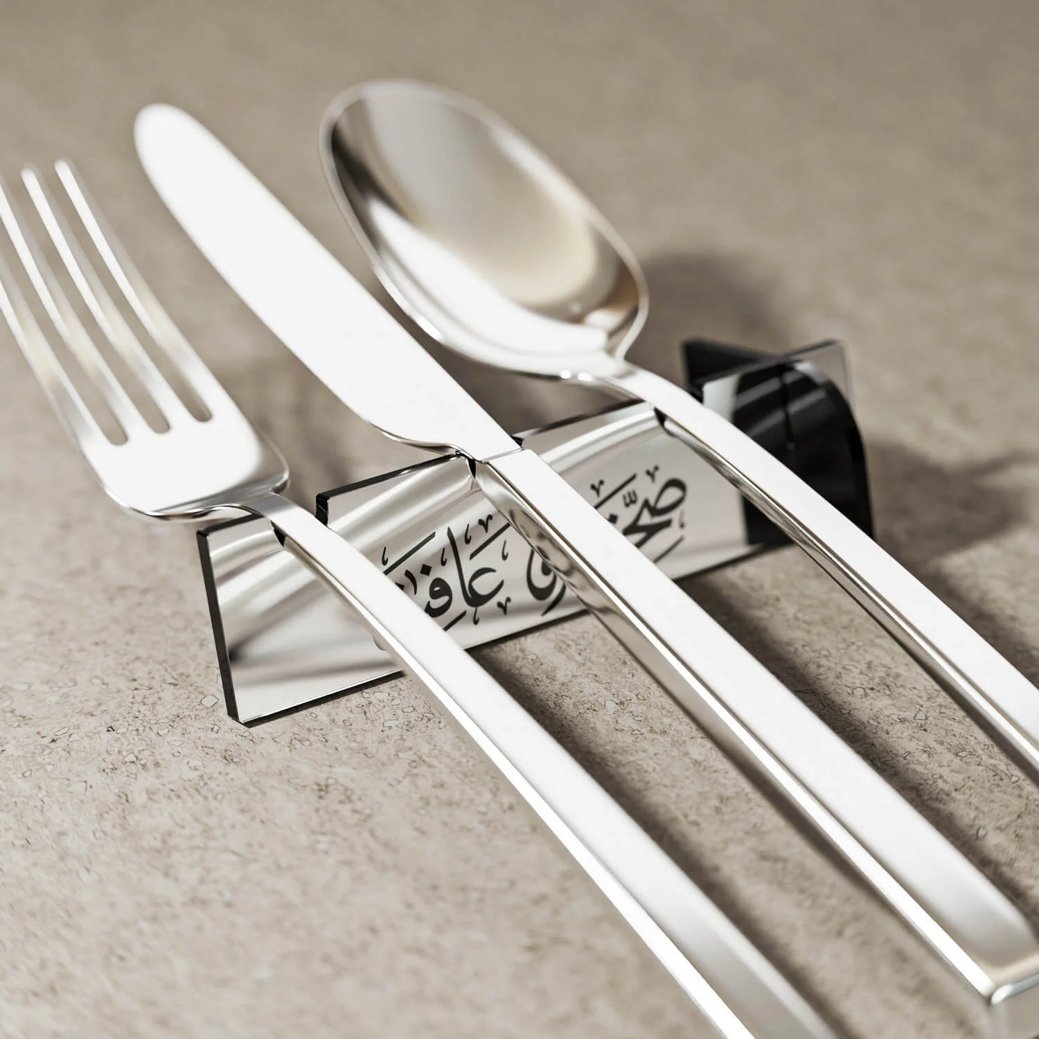 Thuluth Saha w Afia Acrylic Cutlery Holder – Modern Mirror Finish Iftar Table Decor - Image 13