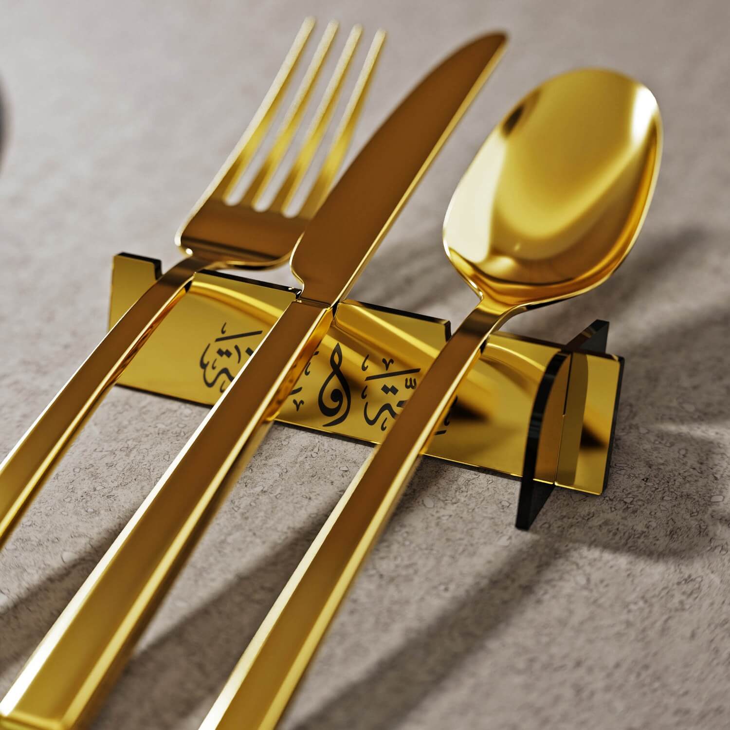 Thuluth Saha w Afia Acrylic Cutlery Holder – Modern Mirror Finish Iftar Table Decor - Image 18