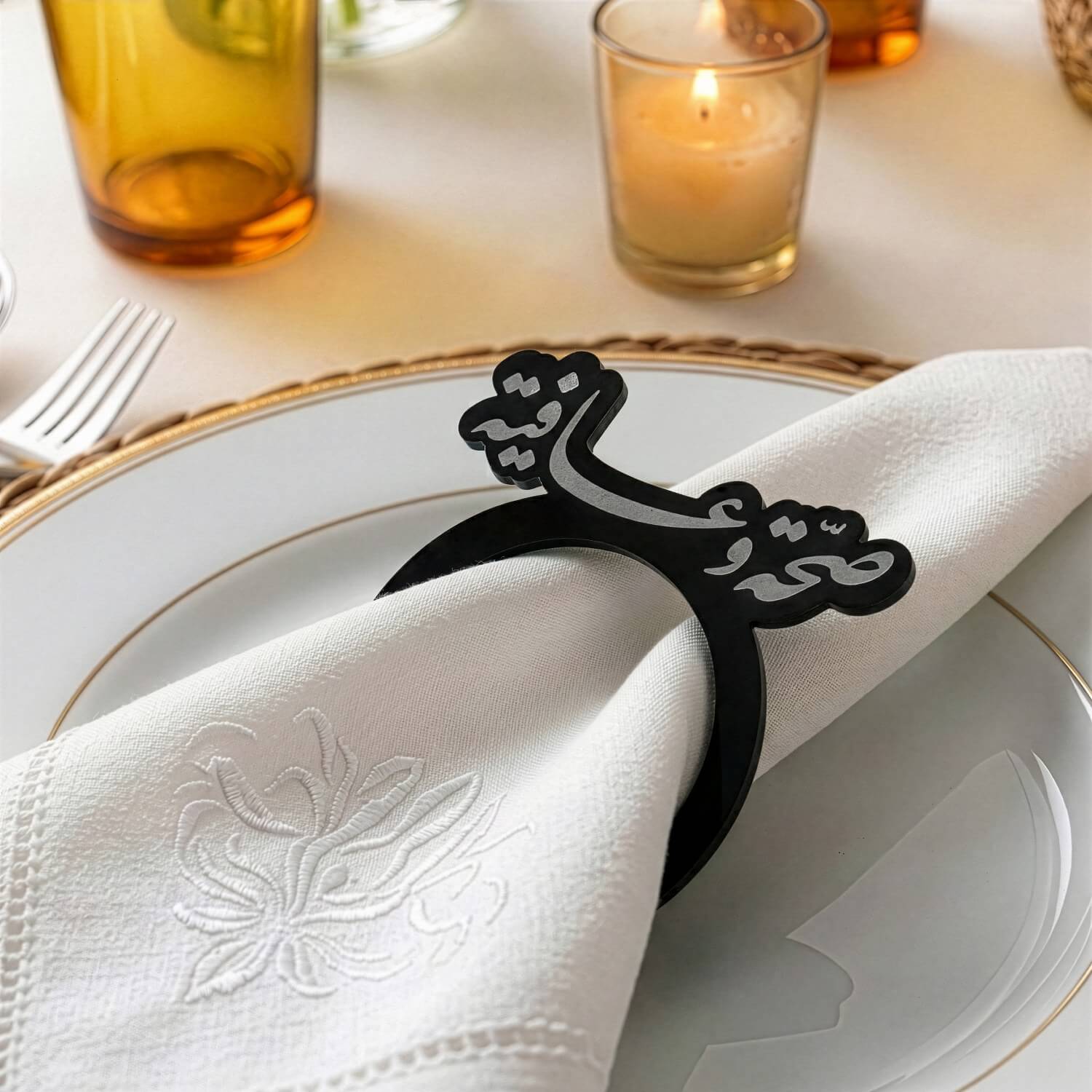 Saha w Afia Acrylic Napkin Rings – Islamic Table Decor for Iftar - Image 2