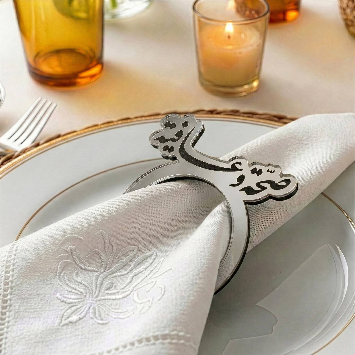 Saha w Afia Acrylic Napkin Rings – Islamic Table Decor for Iftar - Image 3