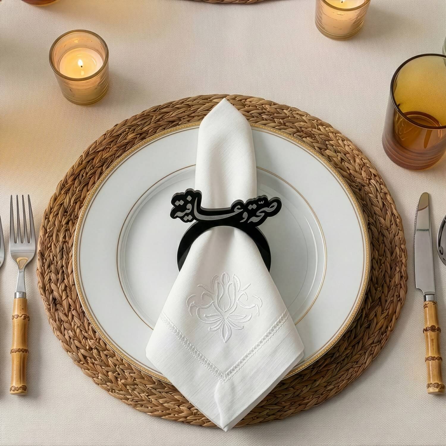 Saha w Afia Acrylic Napkin Rings – Islamic Table Decor for Iftar - Image 9