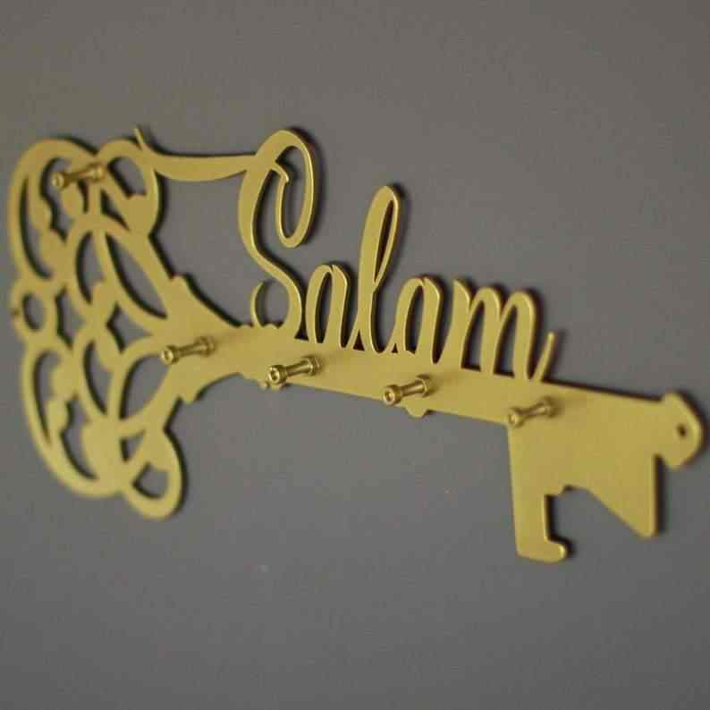 Salam Islamic Key Holder - Muslim Home Entryway Wall Decor | Latin Calligraphy - Image 4