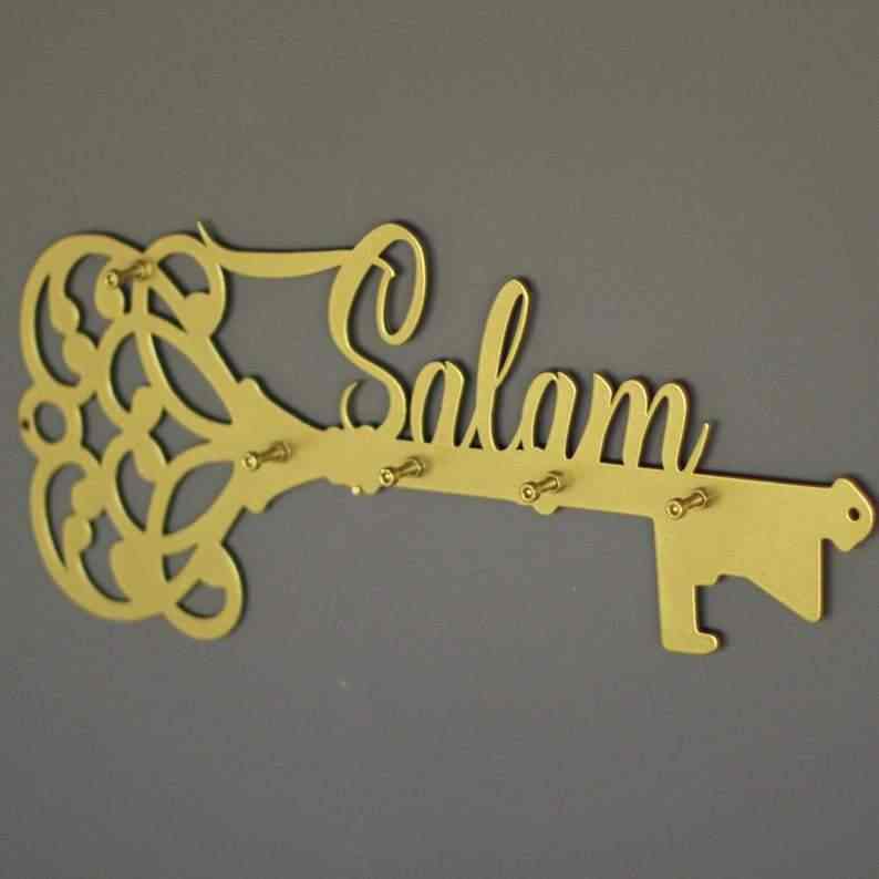 Salam Islamic Key Holder - Muslim Home Entryway Wall Decor | Latin Calligraphy - Image 6