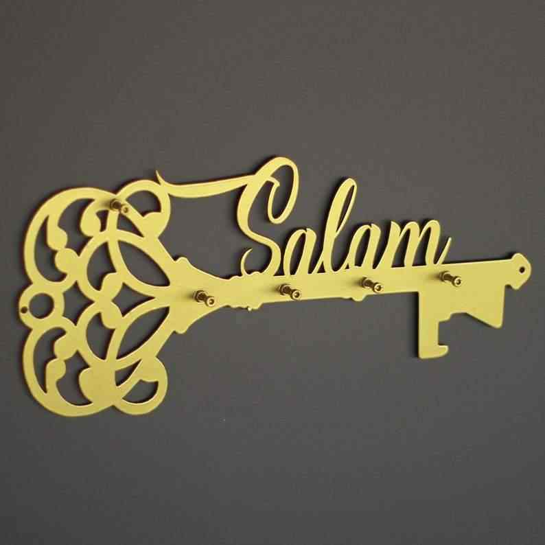 Salam Islamic Key Holder - Muslim Home Entryway Wall Decor | Latin Calligraphy - Image 7