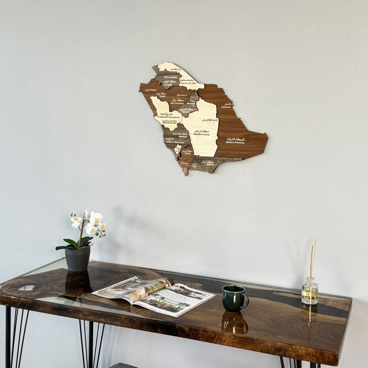 Saudi Arabia Wooden Wall Map Islamic Wall Art Decor - Image 2