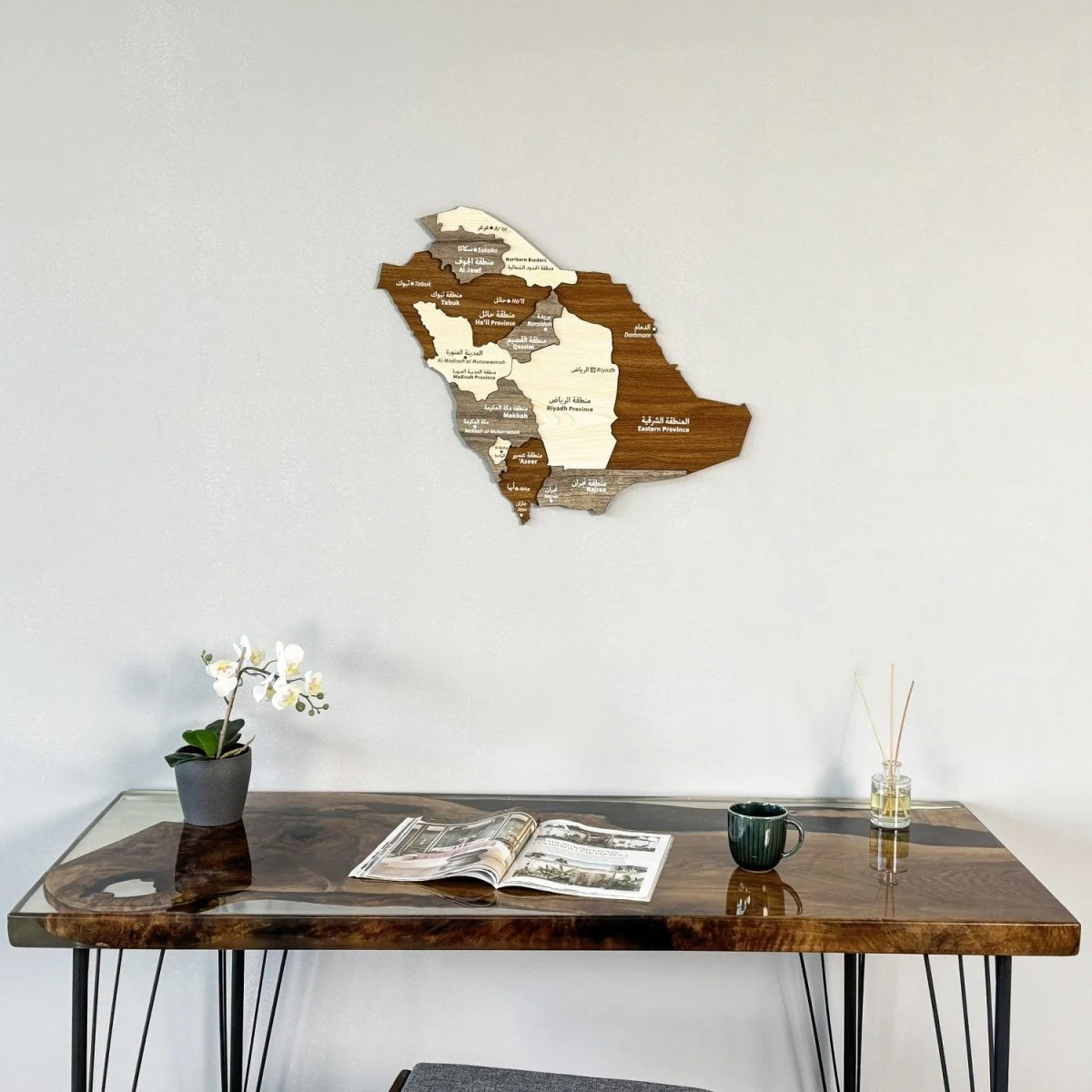 Saudi Arabia Wooden Wall Map Islamic Wall Art Decor - Image 6