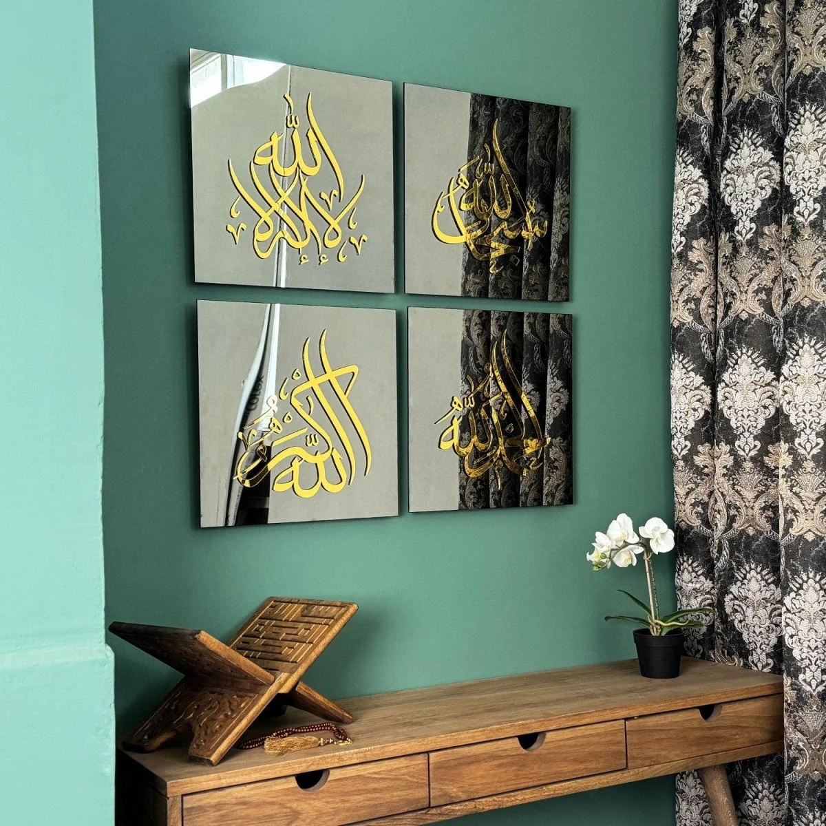 Glass Islamic Wall Art Set, SubhanAllah, Alhamdulillah, Allah Akbar, La ilaha illAllah - Image 16