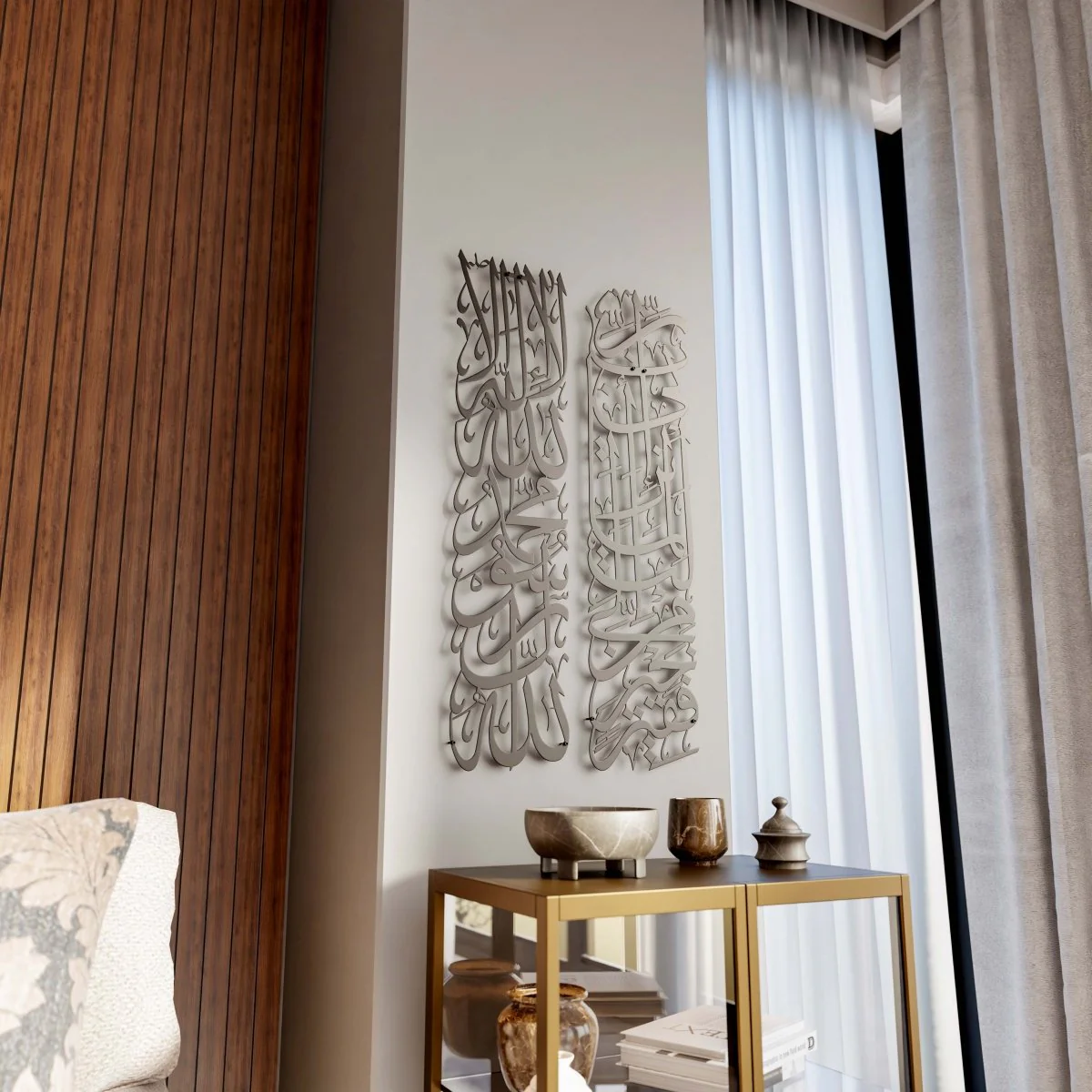 First Kalima (Tawheed) and Surah Al-Qasas 24 - Metal Islamic Wall Art | Column Decor Set - Image 15