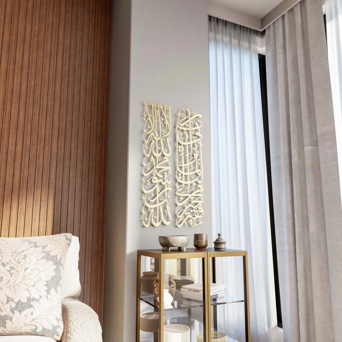 First Kalima (Tawheed) and Surah Al-Qasas 24 - Metal Islamic Wall Art | Column Decor Set - Image 22