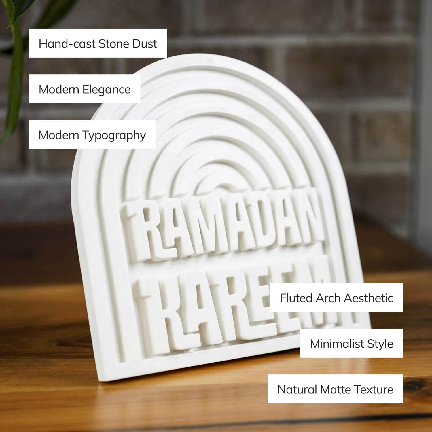 Stone Islamic Table Decor - Ramadan Kareem - Handmade Modern Arch - Image 4