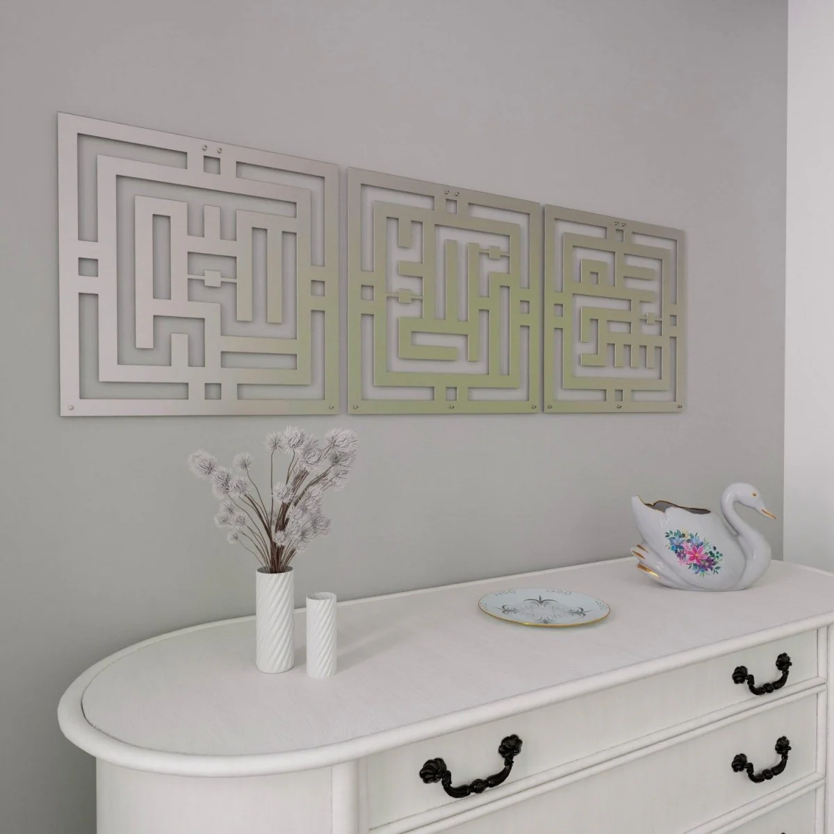 Subhanallah Alhamdulillah Allahuakbar, Metal Islamic Wall Decor - Kufic Script - Image 3