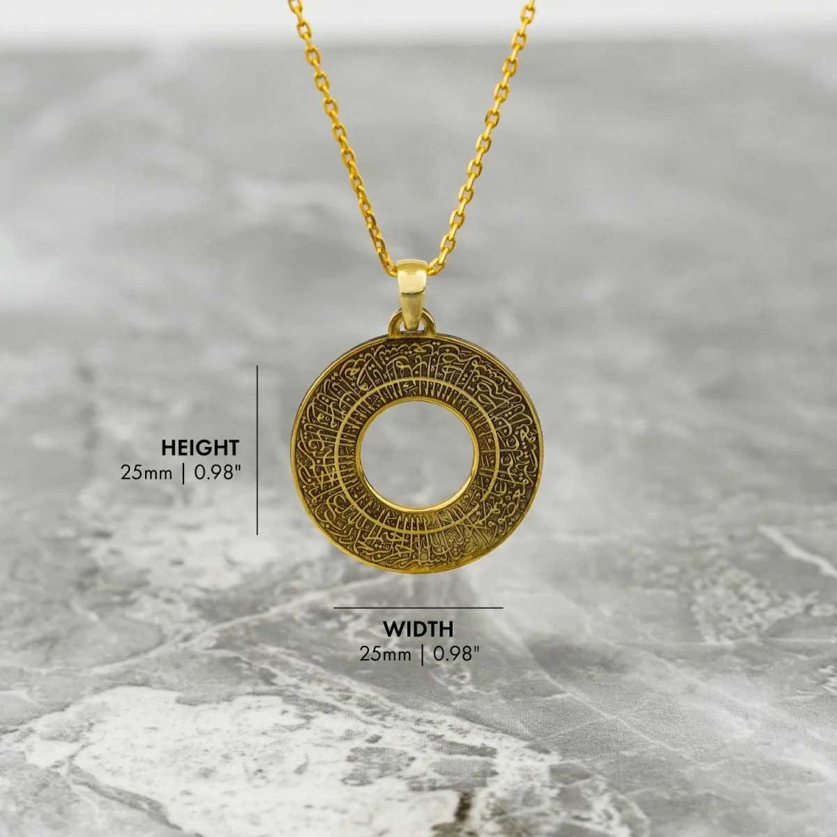 Surah Al Fatihah - Circle Muslim Jewelry | 18K Gold Plated Silver Pendant - Image 5