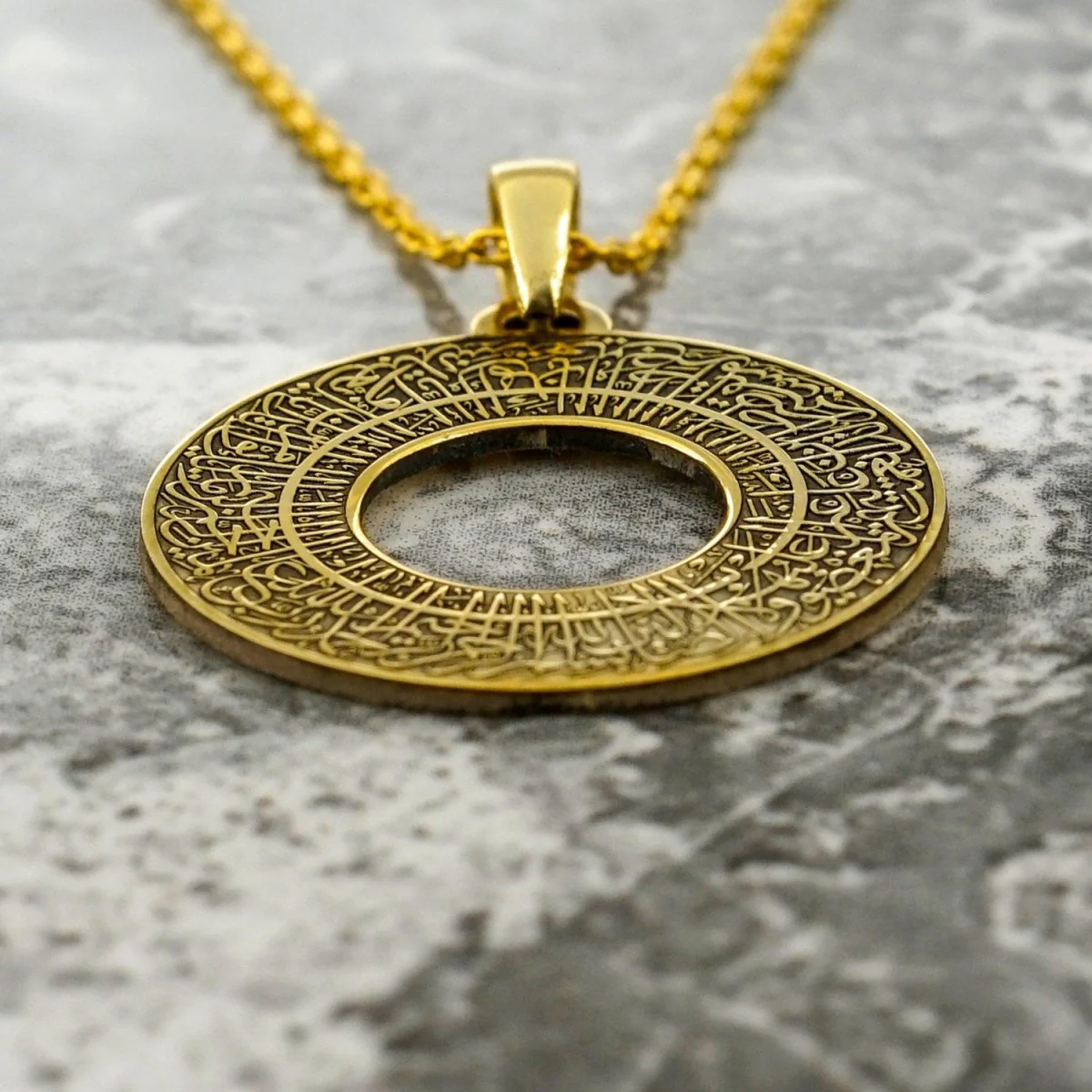 Surah Al Fatihah - Circle Muslim Jewelry | 18K Gold Plated Silver Pendant - Image 7