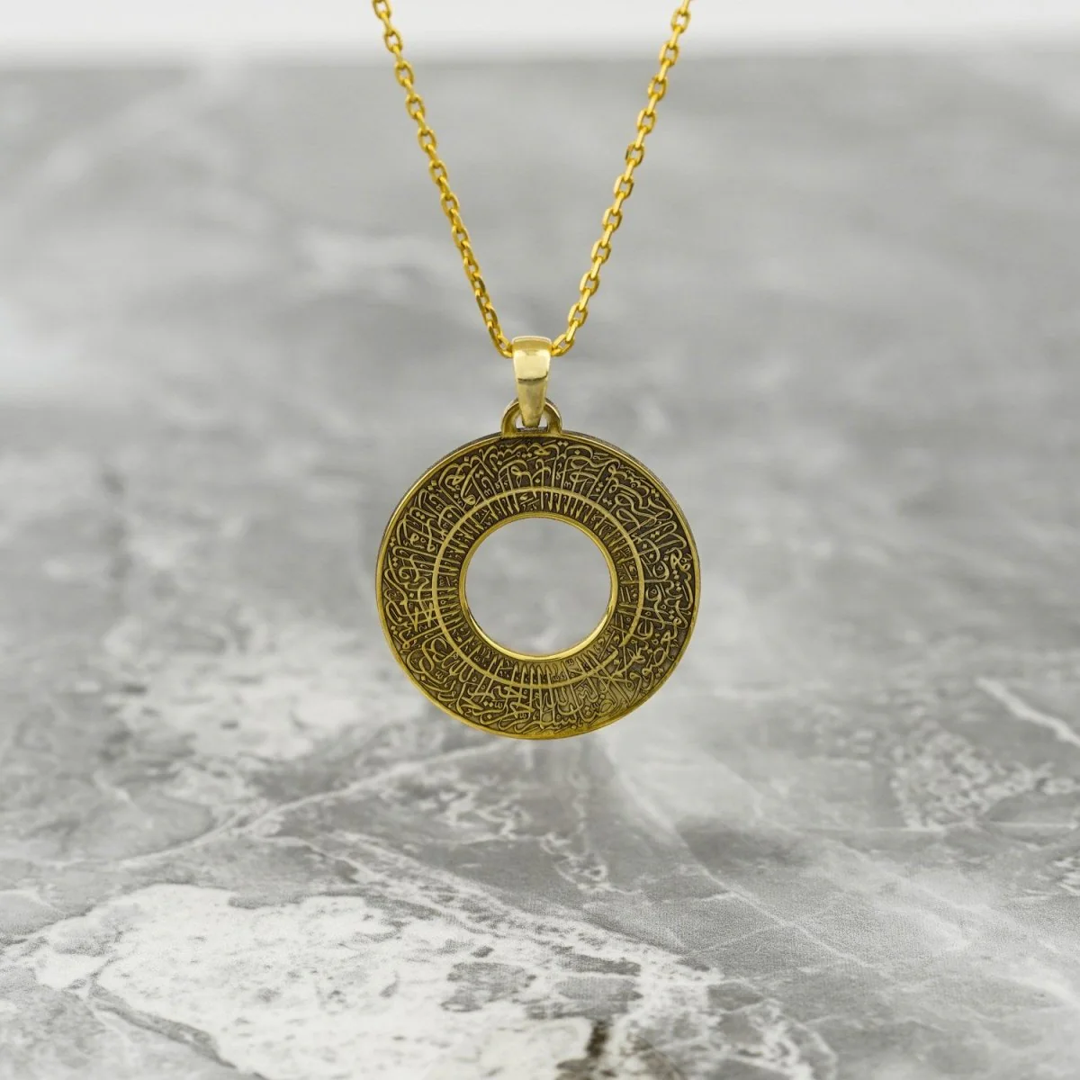 Surah Al Fatihah - Circle Muslim Jewelry | 18K Gold Plated Silver Pendant - Image 8