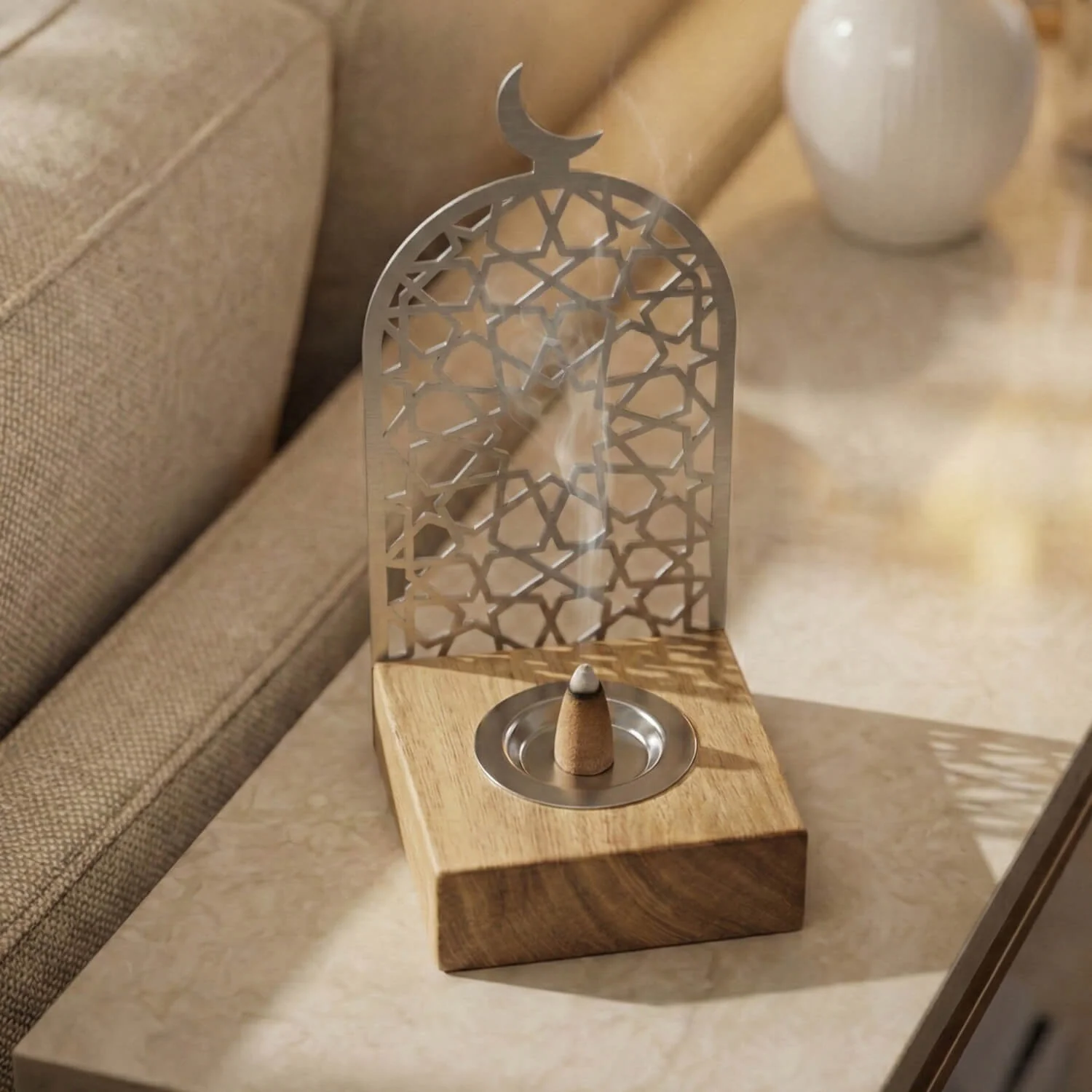 Modern Tall Mabkhara – Wooden Base Bakhoor Incense Burner - Image 22