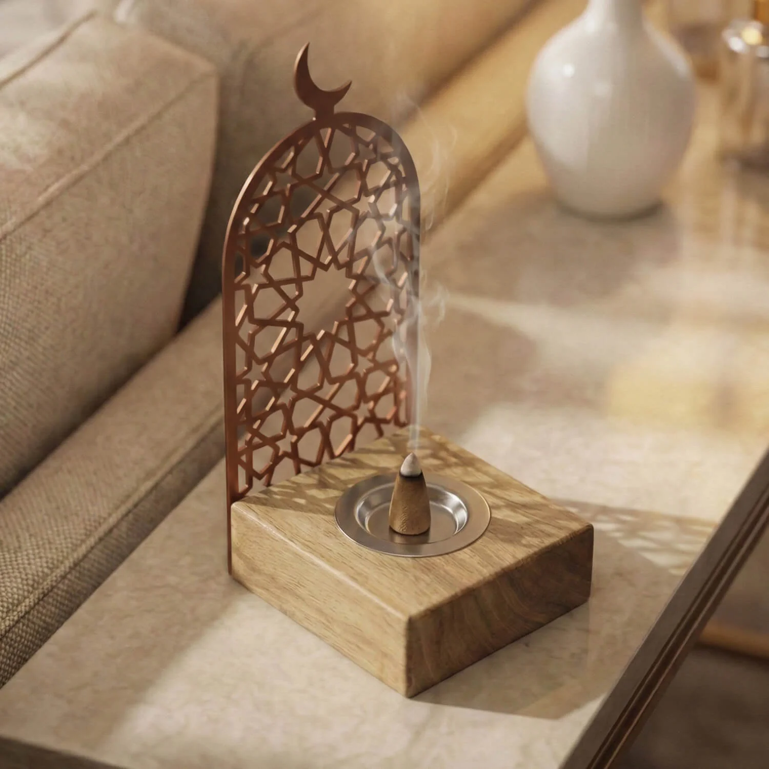 Modern Tall Mabkhara – Wooden Base Bakhoor Incense Burner - Image 24
