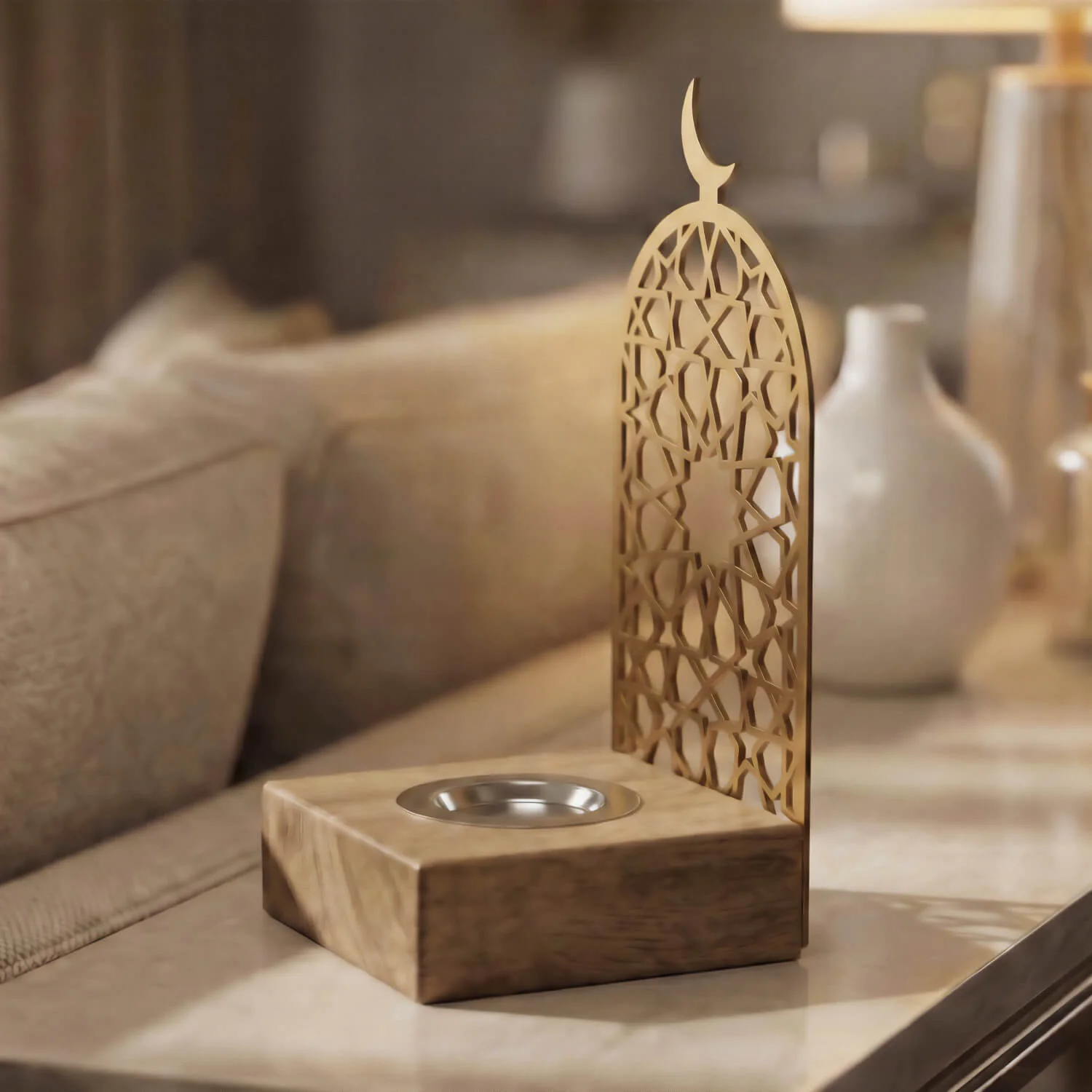 Modern Tall Mabkhara – Wooden Base Bakhoor Incense Burner - Image 7