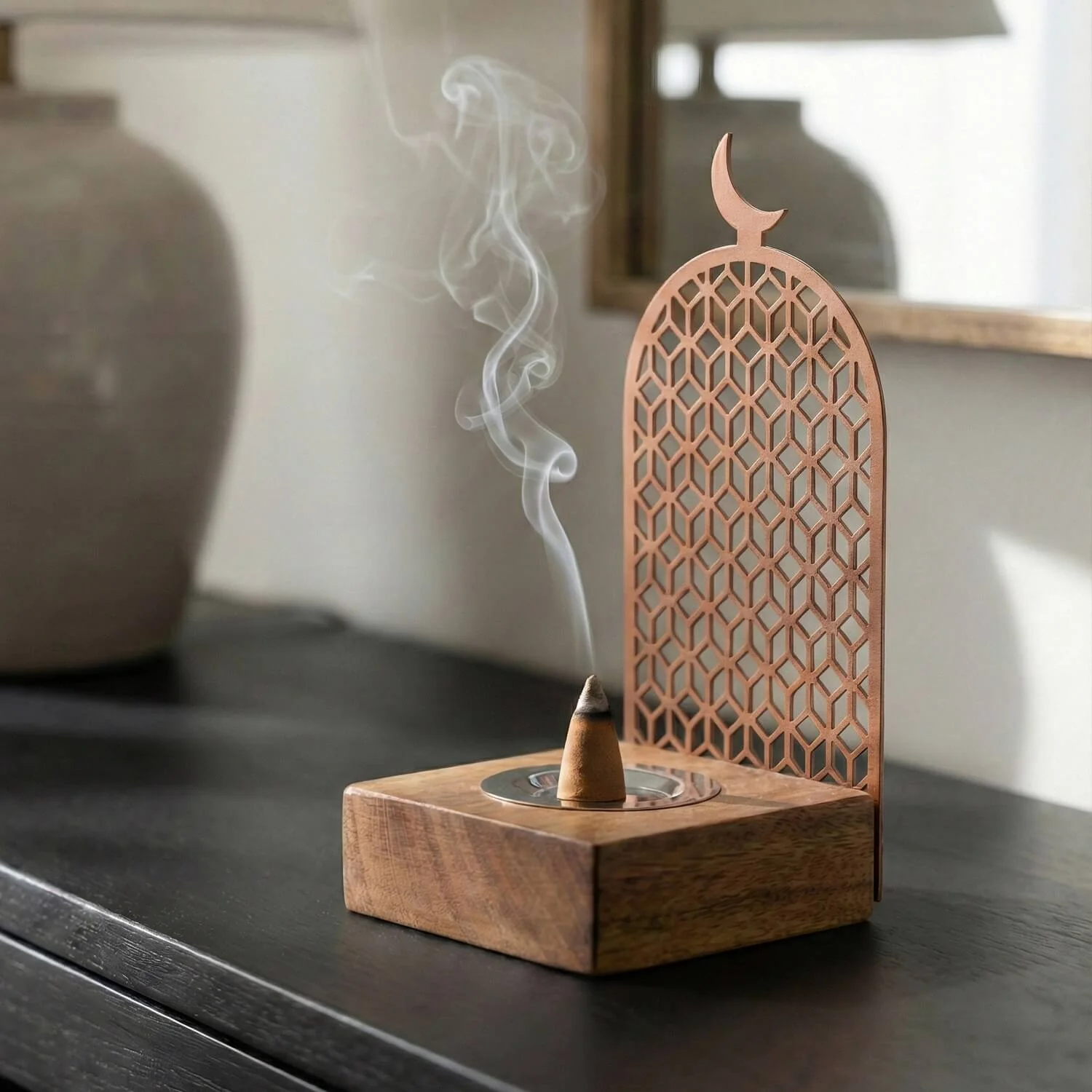 Modern Wooden Base Mabkhara – Bakhoor Incense Burner - Image 5