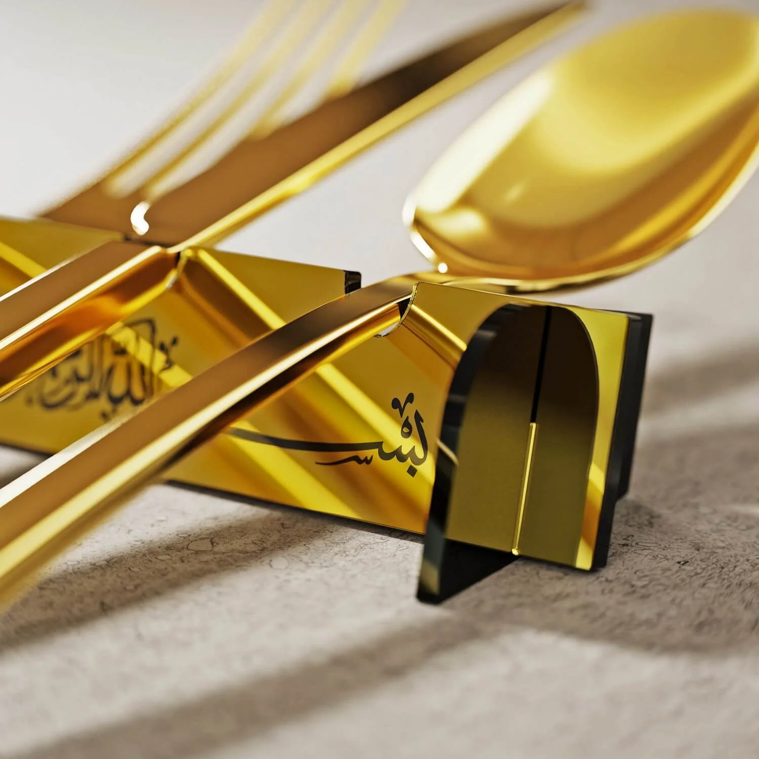 Thuluth Basmala Acrylic Cutlery Holder – Mirror Finish Iftar Table Decor - Image 10