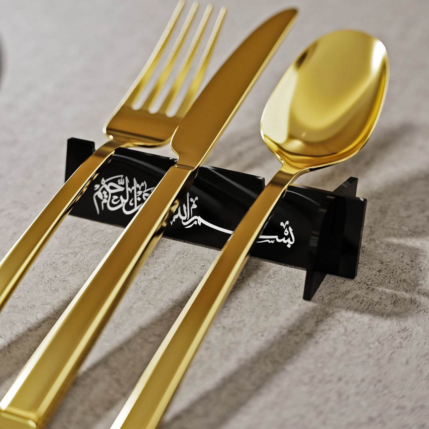 Thuluth Basmala Acrylic Cutlery Holder – Mirror Finish Iftar Table Decor - Image 11