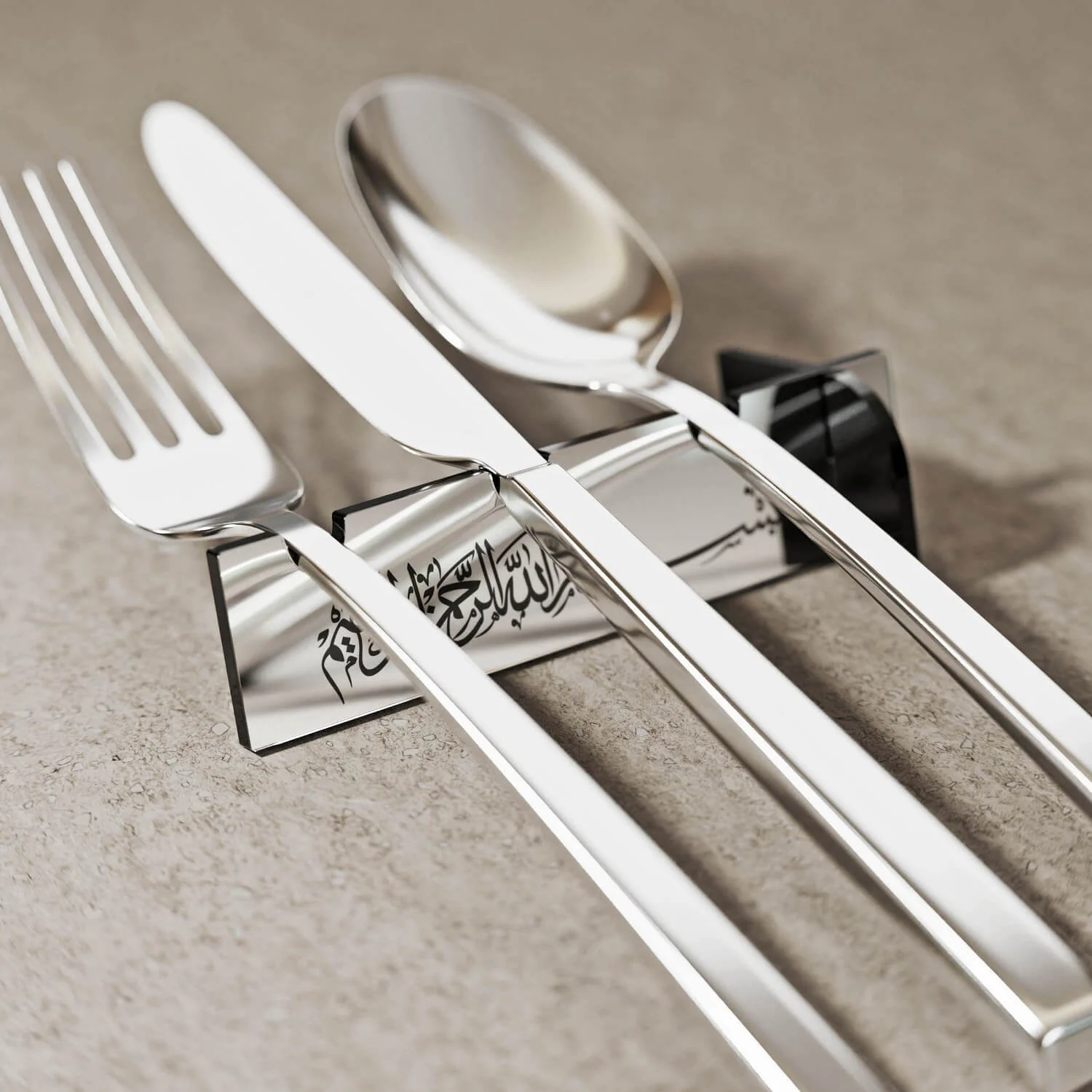 Thuluth Basmala Acrylic Cutlery Holder – Mirror Finish Iftar Table Decor - Image 16