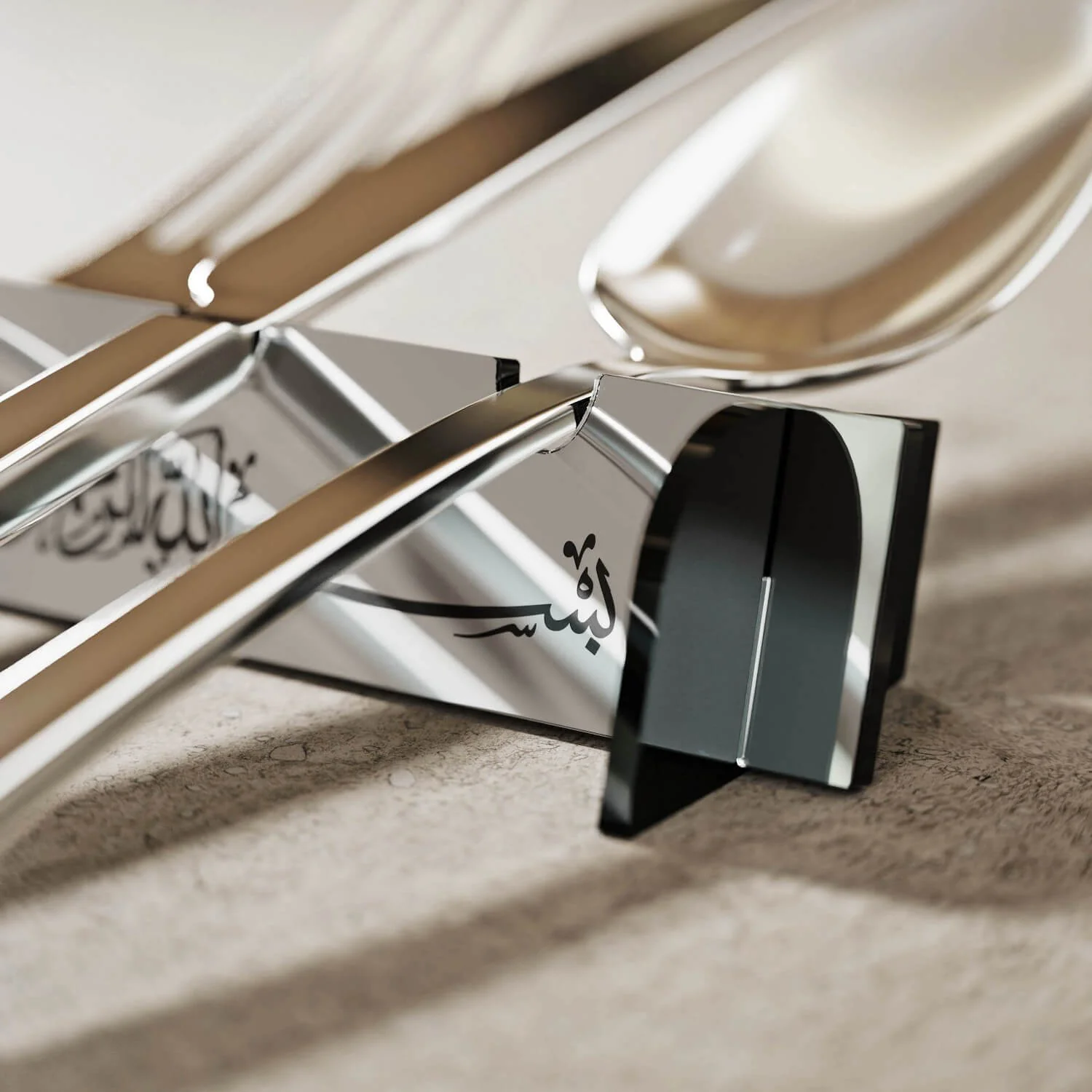 Thuluth Basmala Acrylic Cutlery Holder – Mirror Finish Iftar Table Decor - Image 17