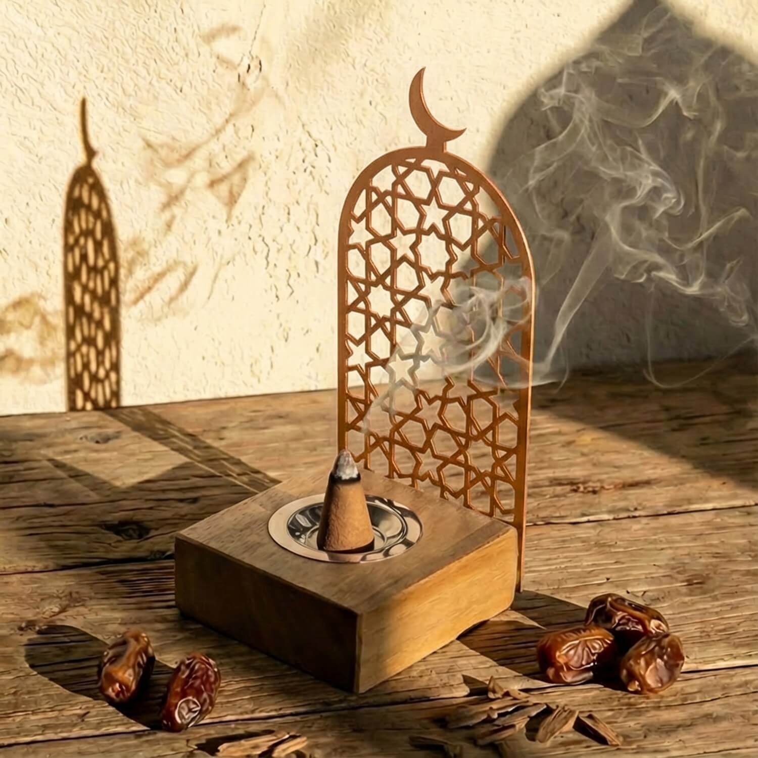 Tower Style Bakhoor Burner – Vertical Metal & Wood Mabkhara - Image 5