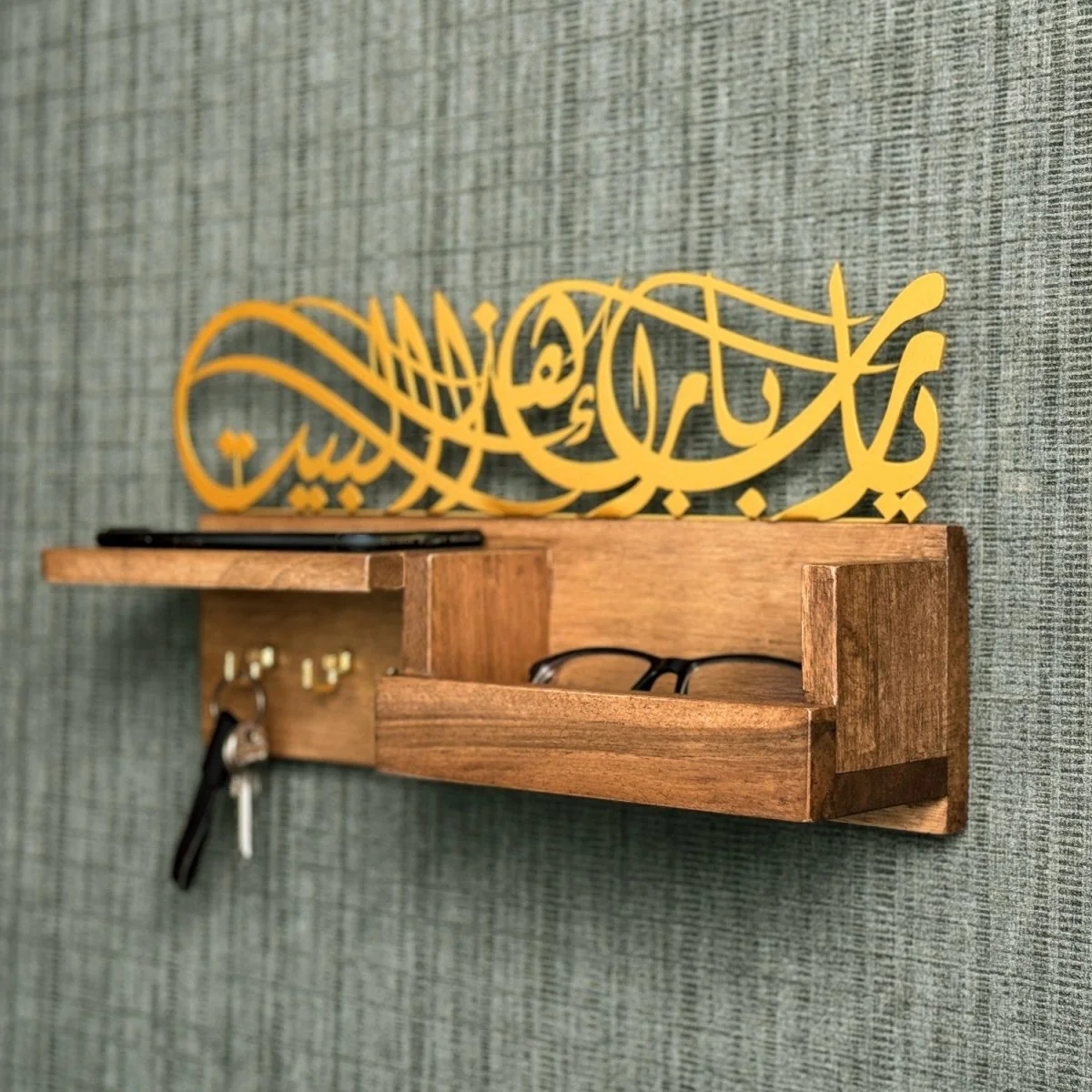 Wooden Wall Mounted Key Holder - Barakah Dua Arabic Calligraphy Decor - Image 10