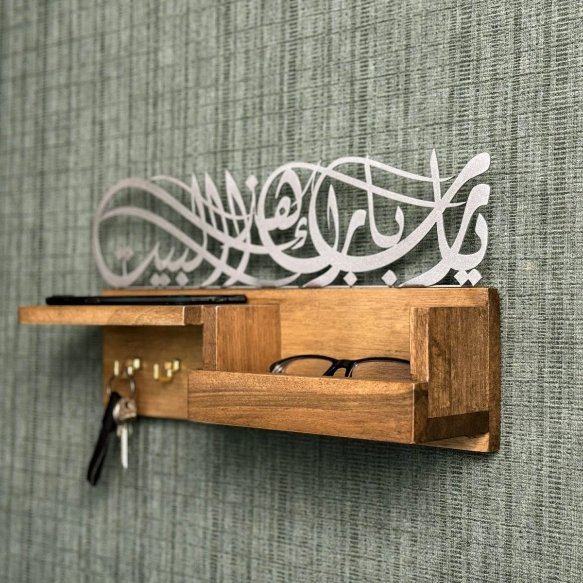 Wooden Wall Mounted Key Holder - Barakah Dua Arabic Calligraphy Decor - Image 5