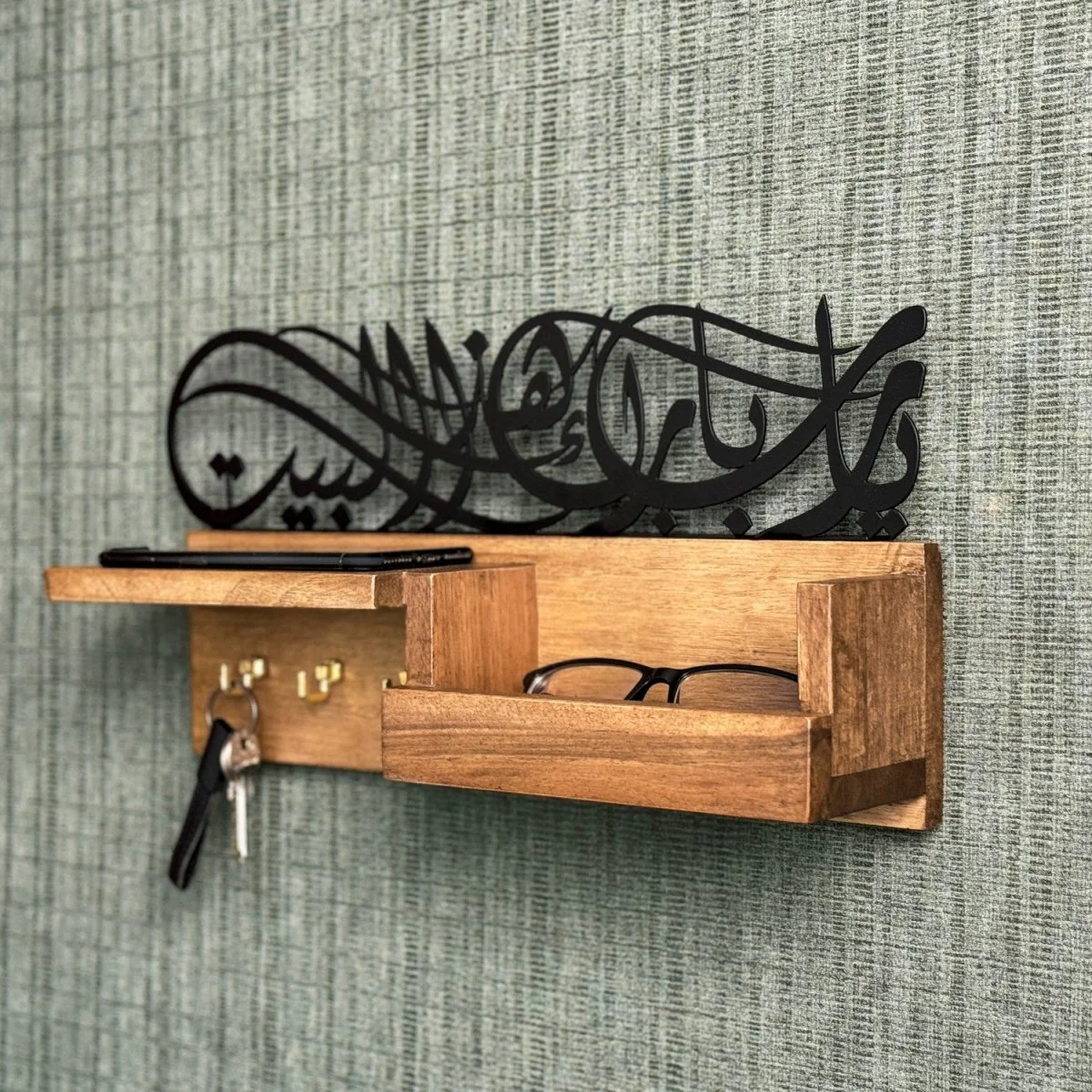 Wooden Wall Mounted Key Holder - Barakah Dua Arabic Calligraphy Decor - Image 7