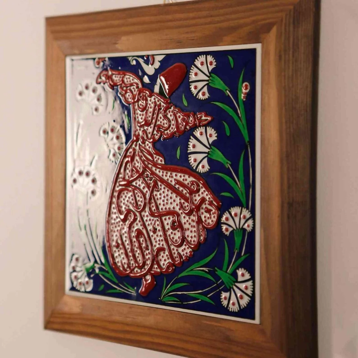 Whirling Darwish - Hand Painted Iznik Tile, Islamic Wall Art - Image 4