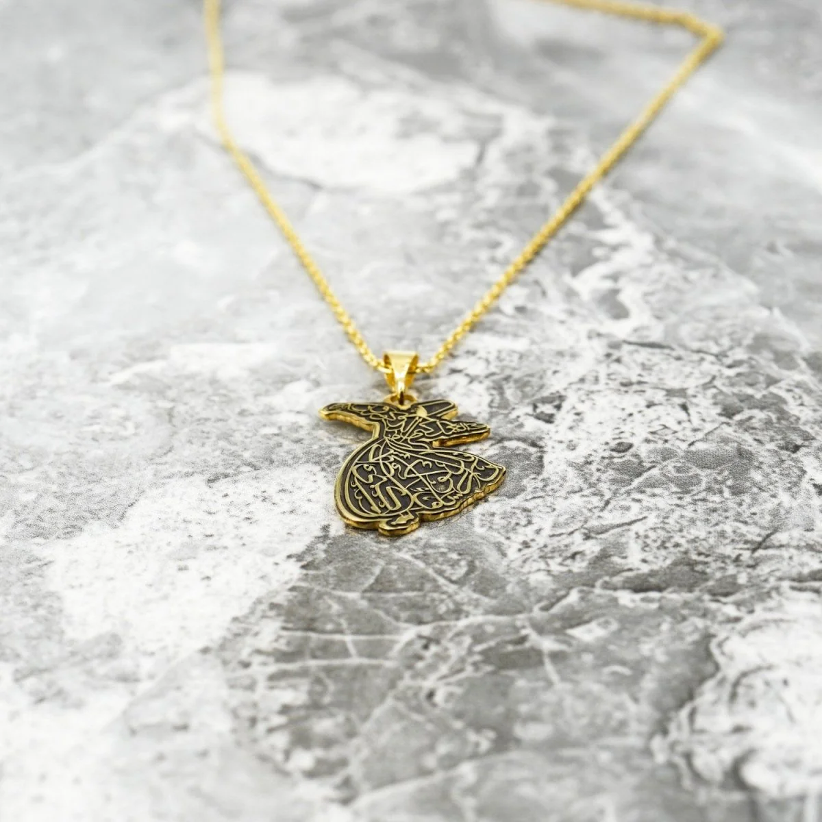 Whirling Darwish Muslim Jewelry - Islamic Pendant, 18K Gold Plated Silver - Image 10