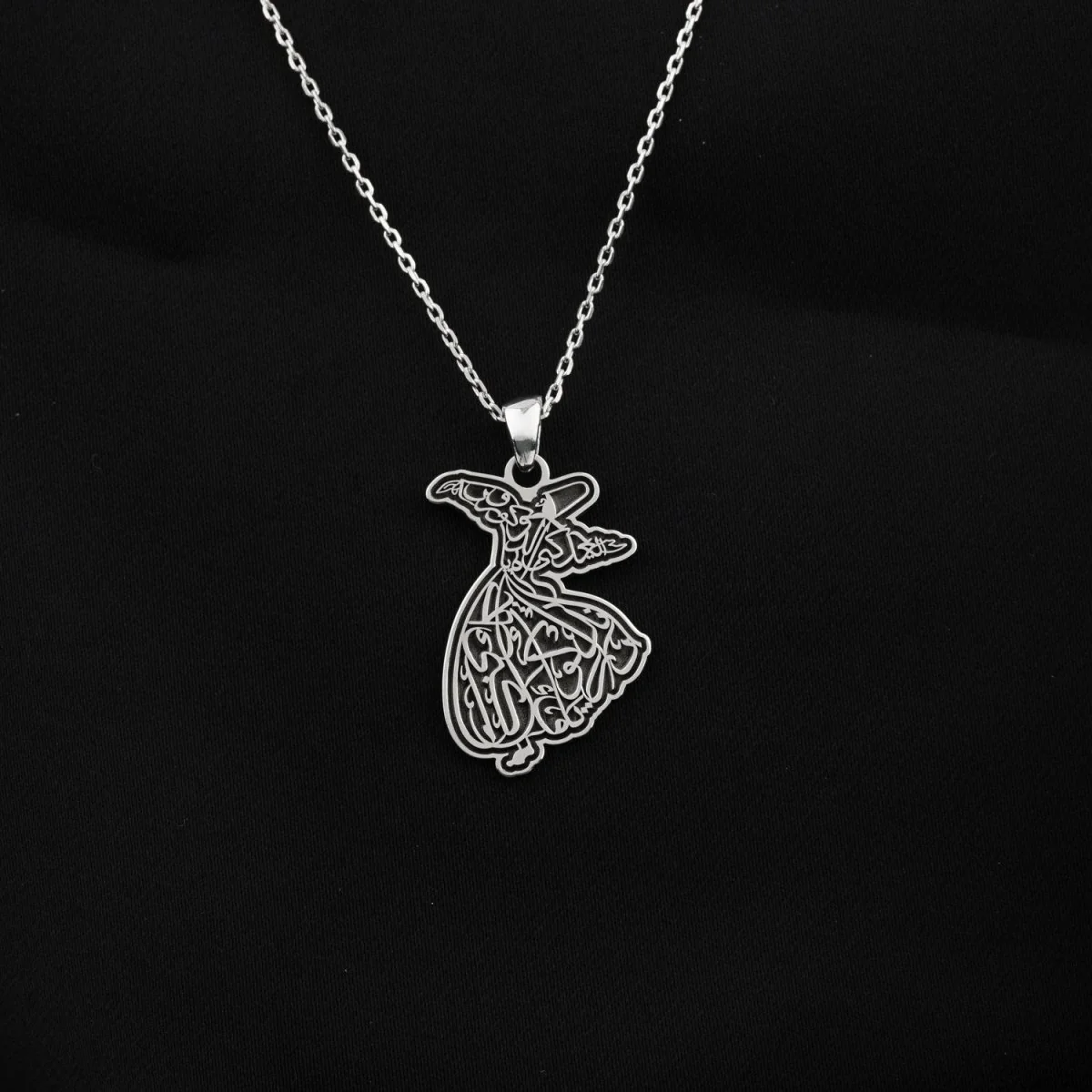 Whirling Darwish Muslim Jewelry - Islamic Pendant, 18K Gold Plated Silver - Image 2