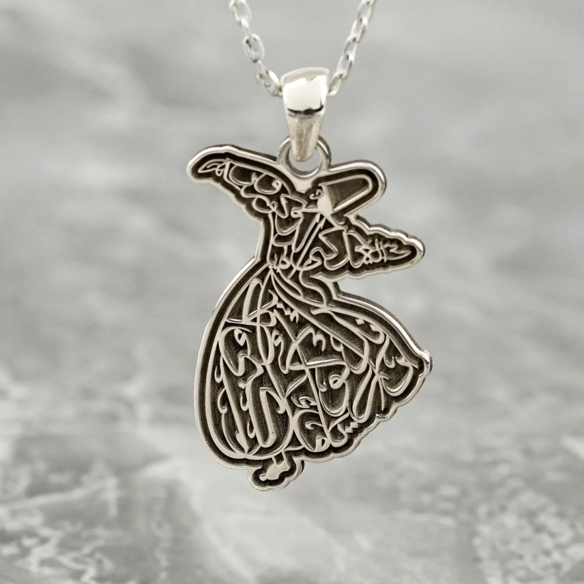 Whirling Darwish Muslim Jewelry - Islamic Pendant, 18K Gold Plated Silver - Image 7