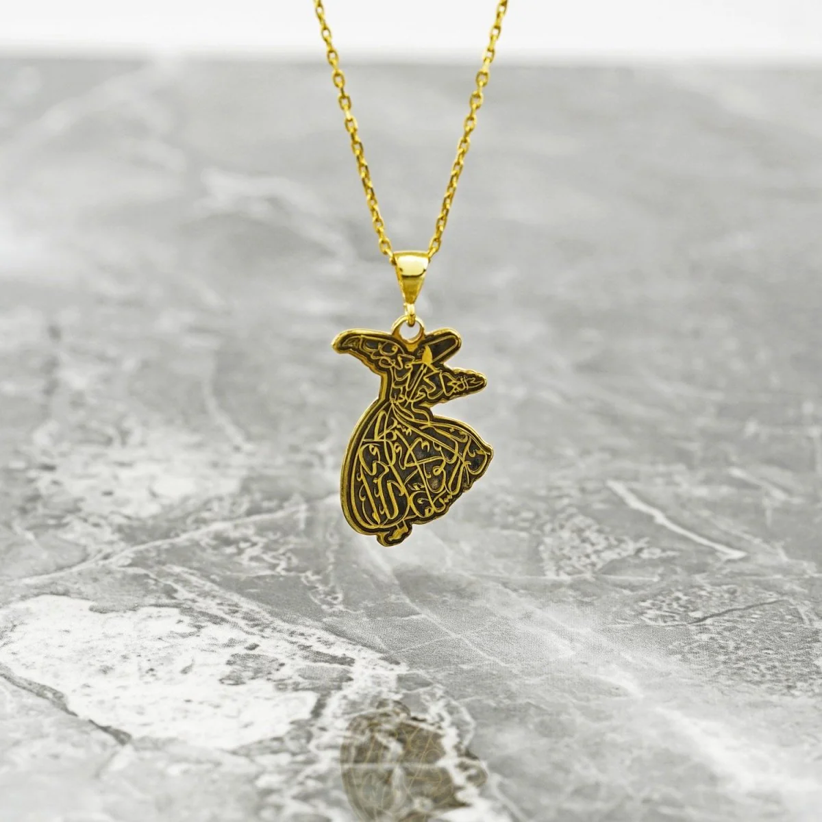 Whirling Darwish Muslim Jewelry - Islamic Pendant, 18K Gold Plated Silver - Image 8